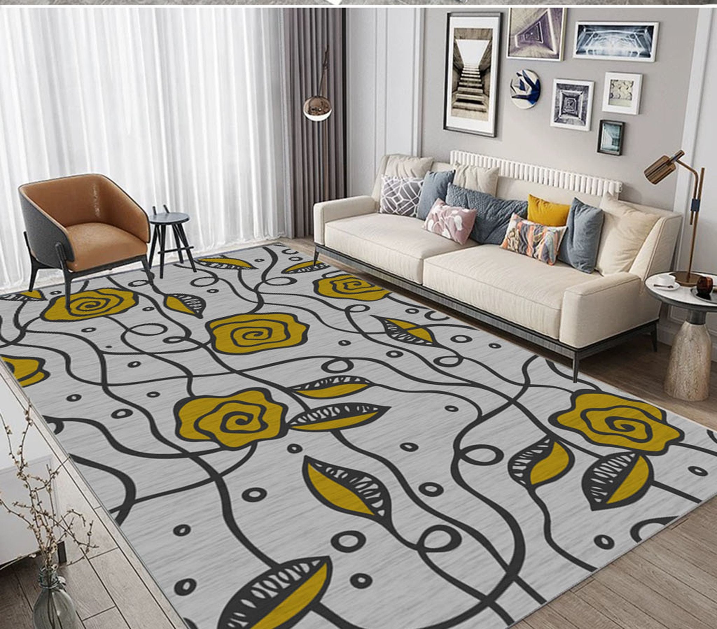 3D Flower Cluster WG520 Non Slip Rug Mat Mat AJ Creativity Home