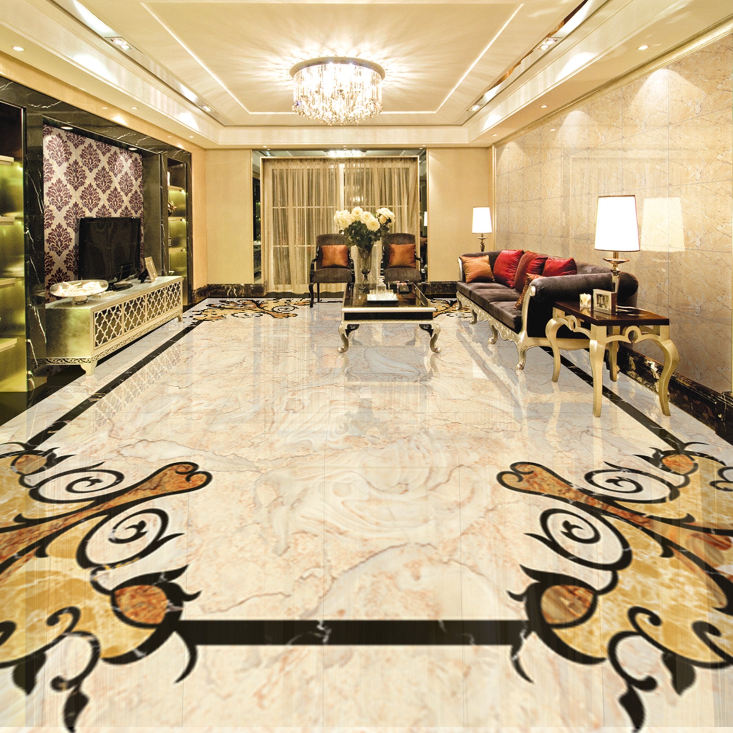 3D Rectangular Black Marble Pattern WG381 Floor Mural Wallpaper AJ Wallpaper 2