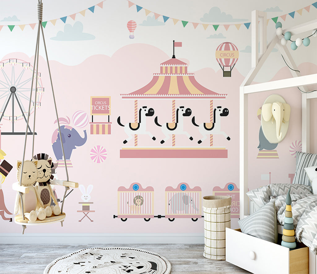 3D Cartoon Carousel WG432 Wall Murals