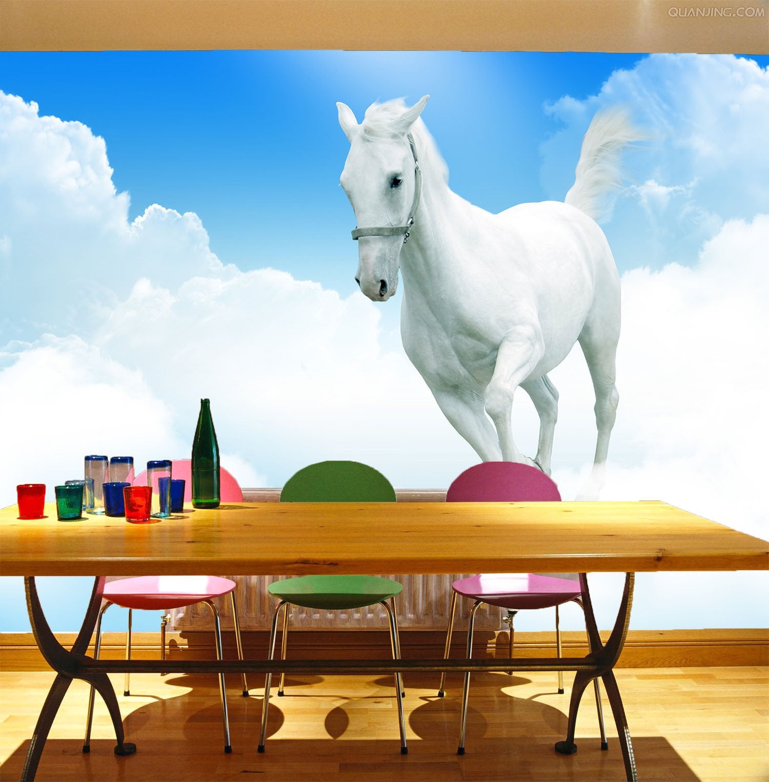 Running White Horse Wallpaper AJ Wallpaper