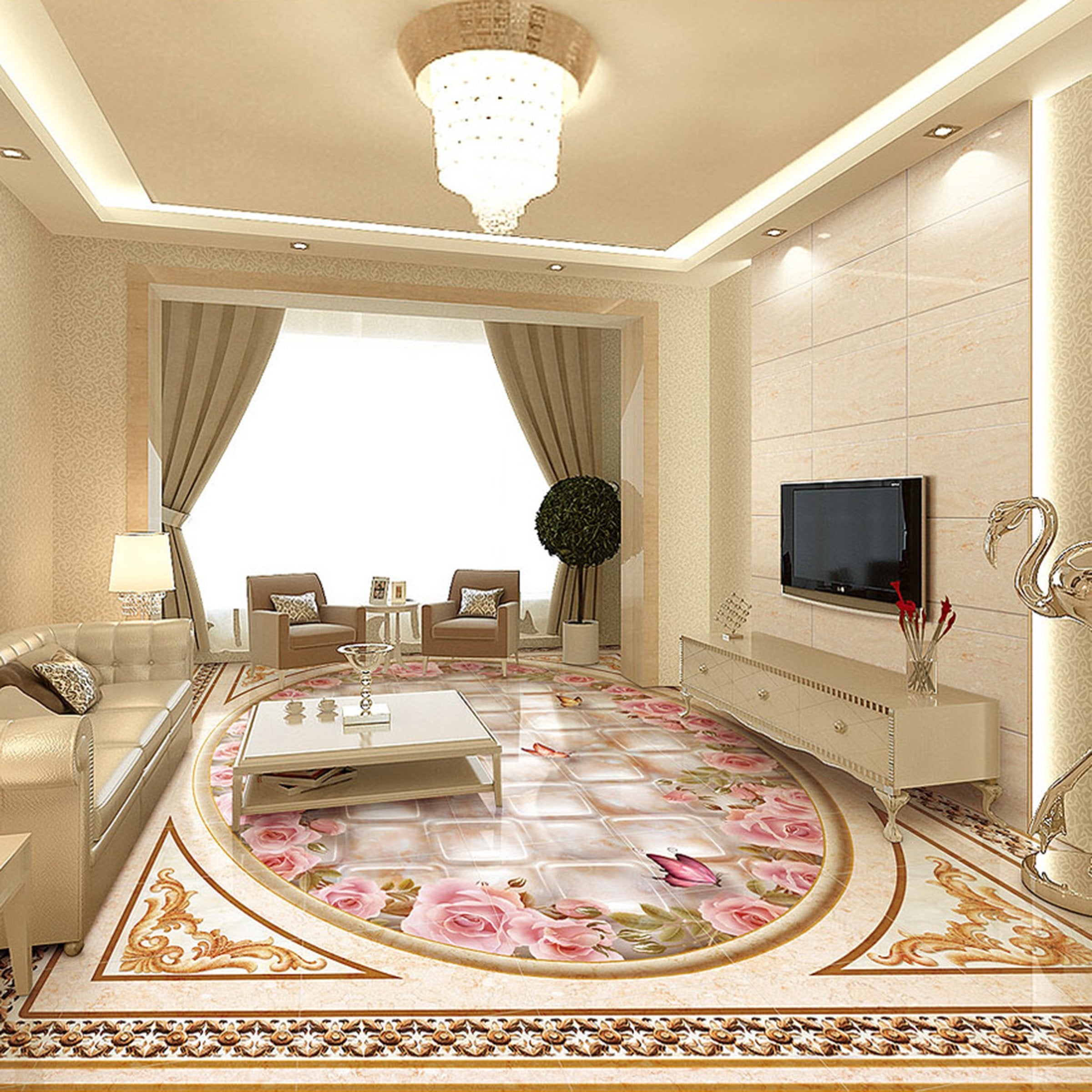3D Pretty Flowers WG179 Floor Mural Wallpaper AJ Wallpaper 2