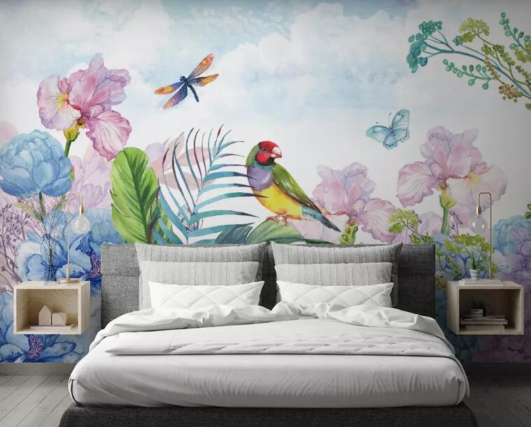 3D Flower Bird WG83 Wall Murals Wallpaper AJ Wallpaper 2