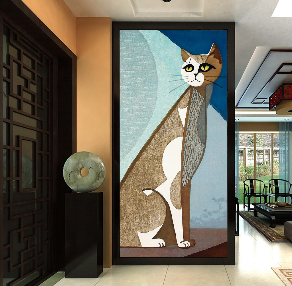 3D Cute Grey Cat WG121 Wall Murals