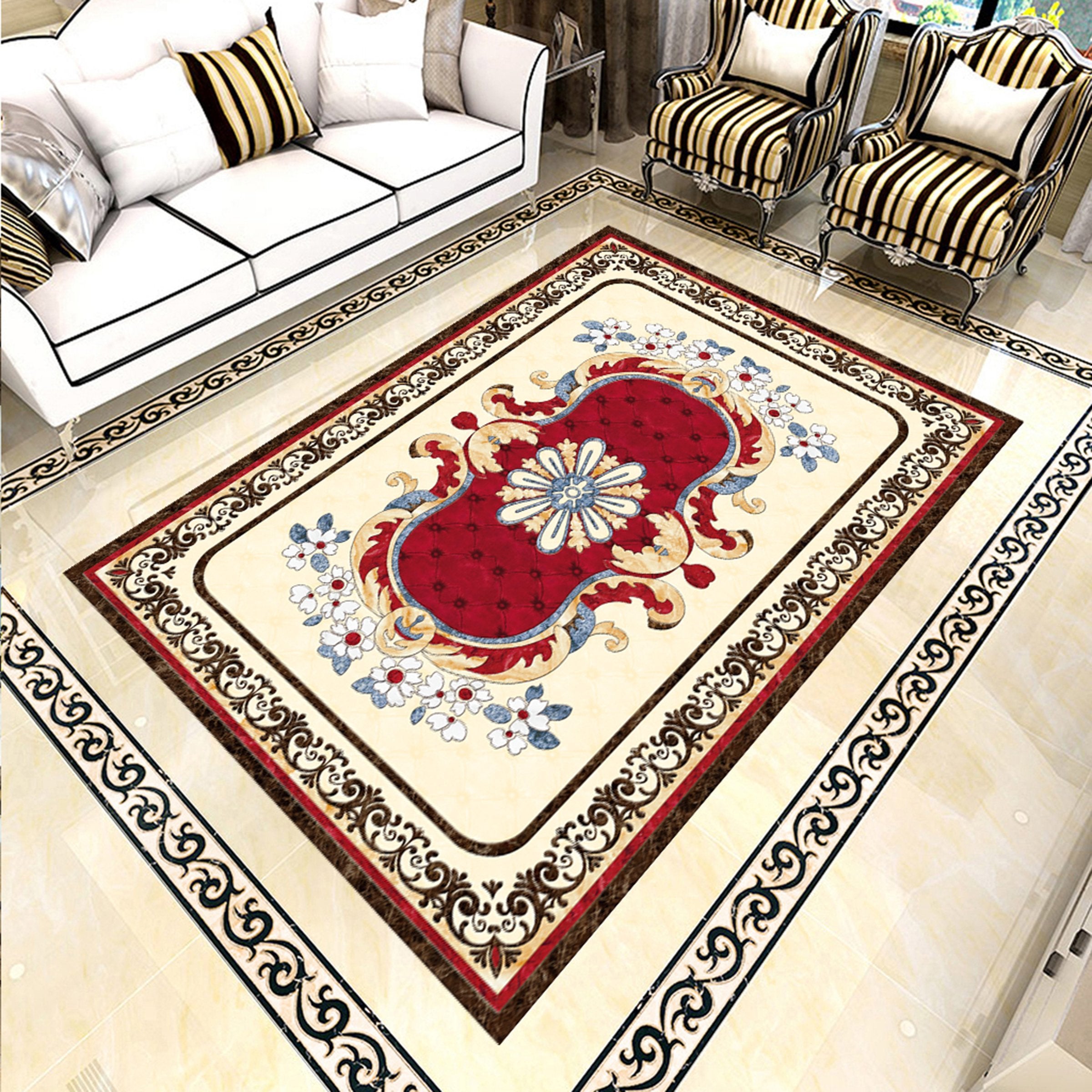 3D Rectangular Red Pattern WG625 Floor Mural Wallpaper AJ Wallpaper 2