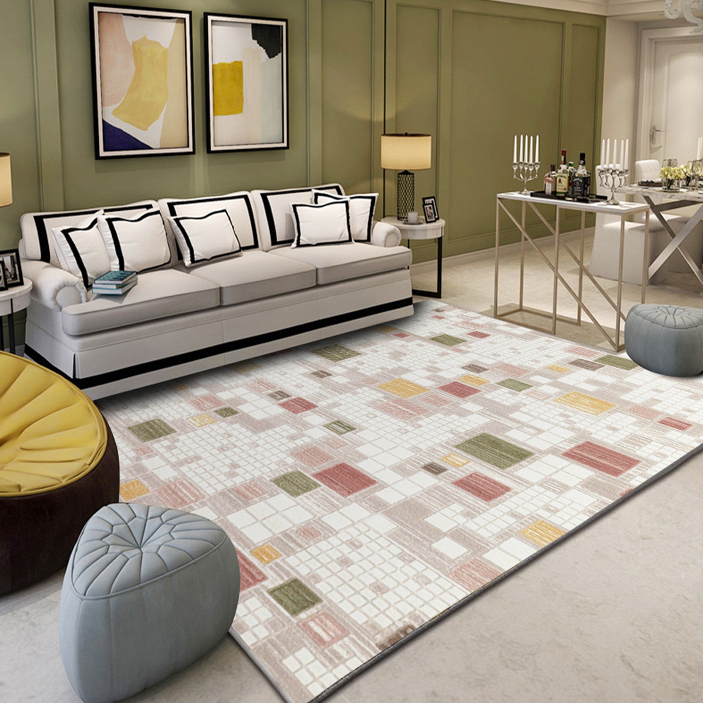 3D Modern Colored Square WG037 Non Slip Rug Mat Mat AJ Creativity Home