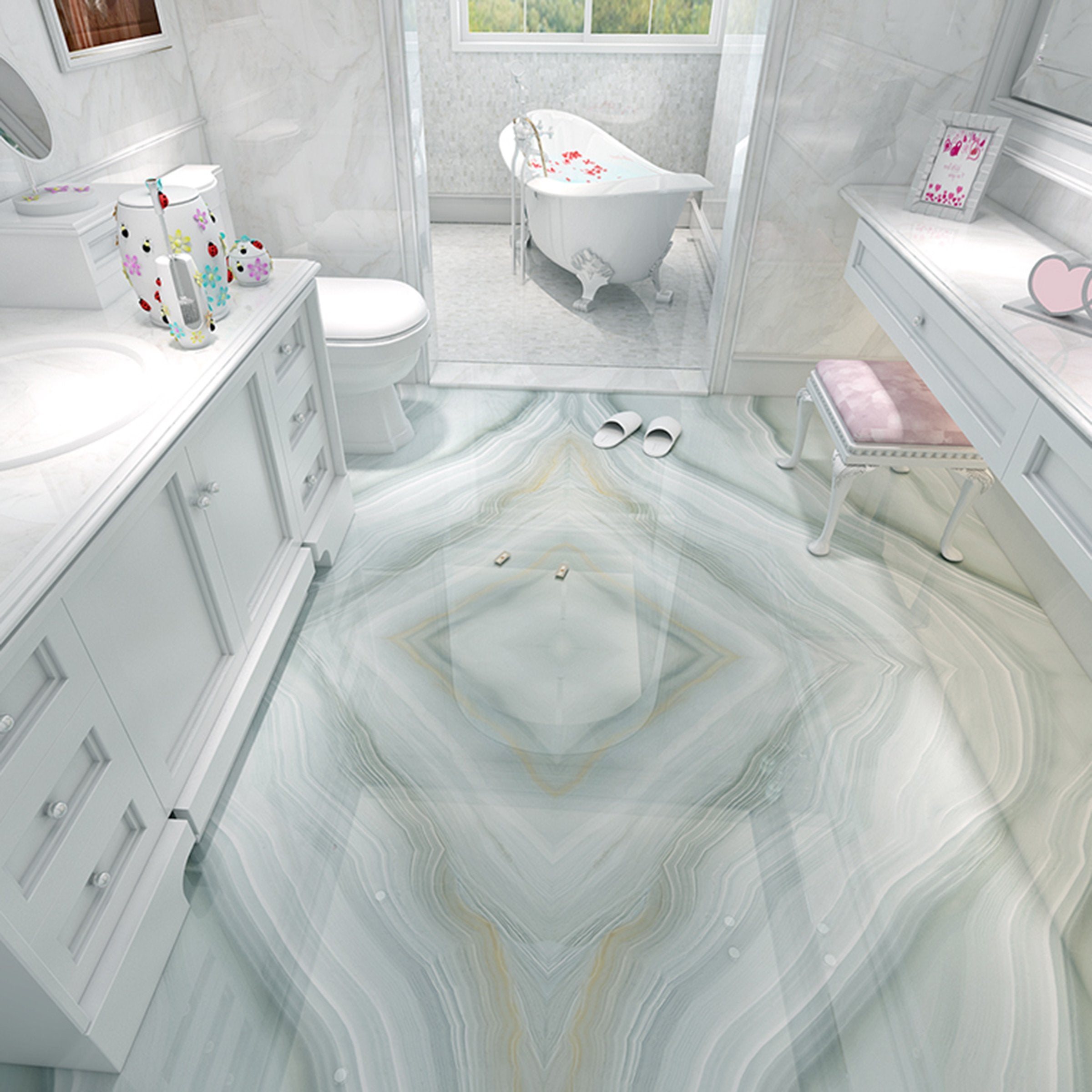 3D Marble Stripe WG583 Floor Mural Wallpaper AJ Wallpaper 2