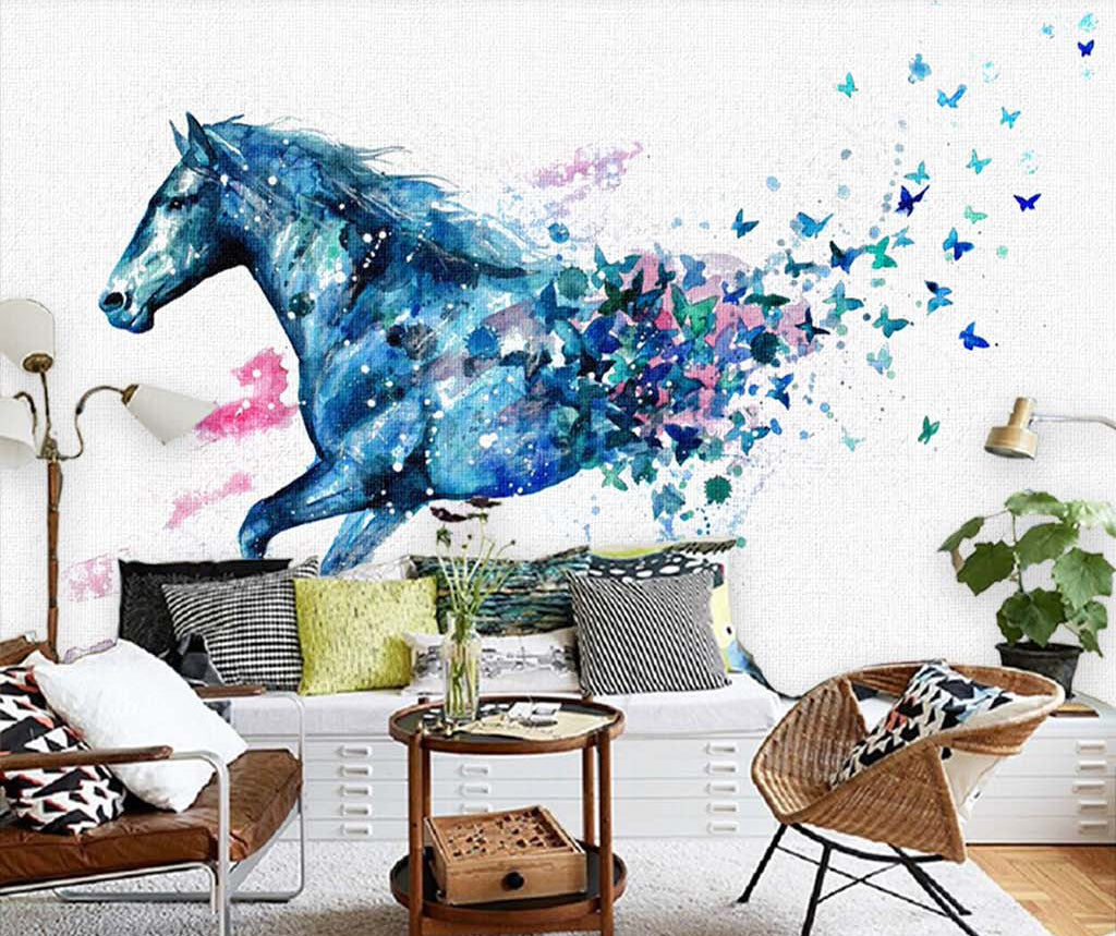3D Blue Horse WG167 Wall Murals