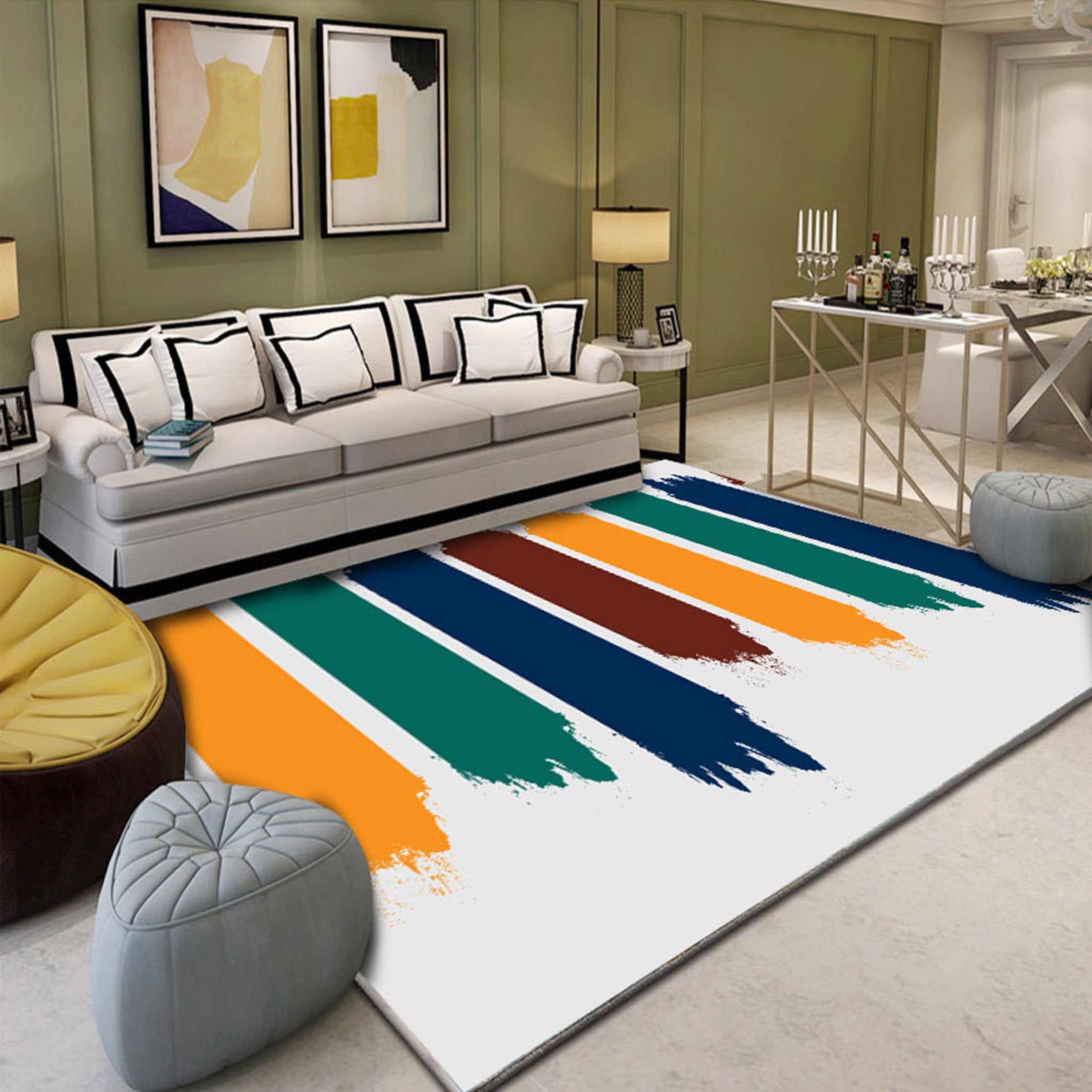 3D Colored Lines WG112 Non Slip Rug Mat Mat AJ Creativity Home