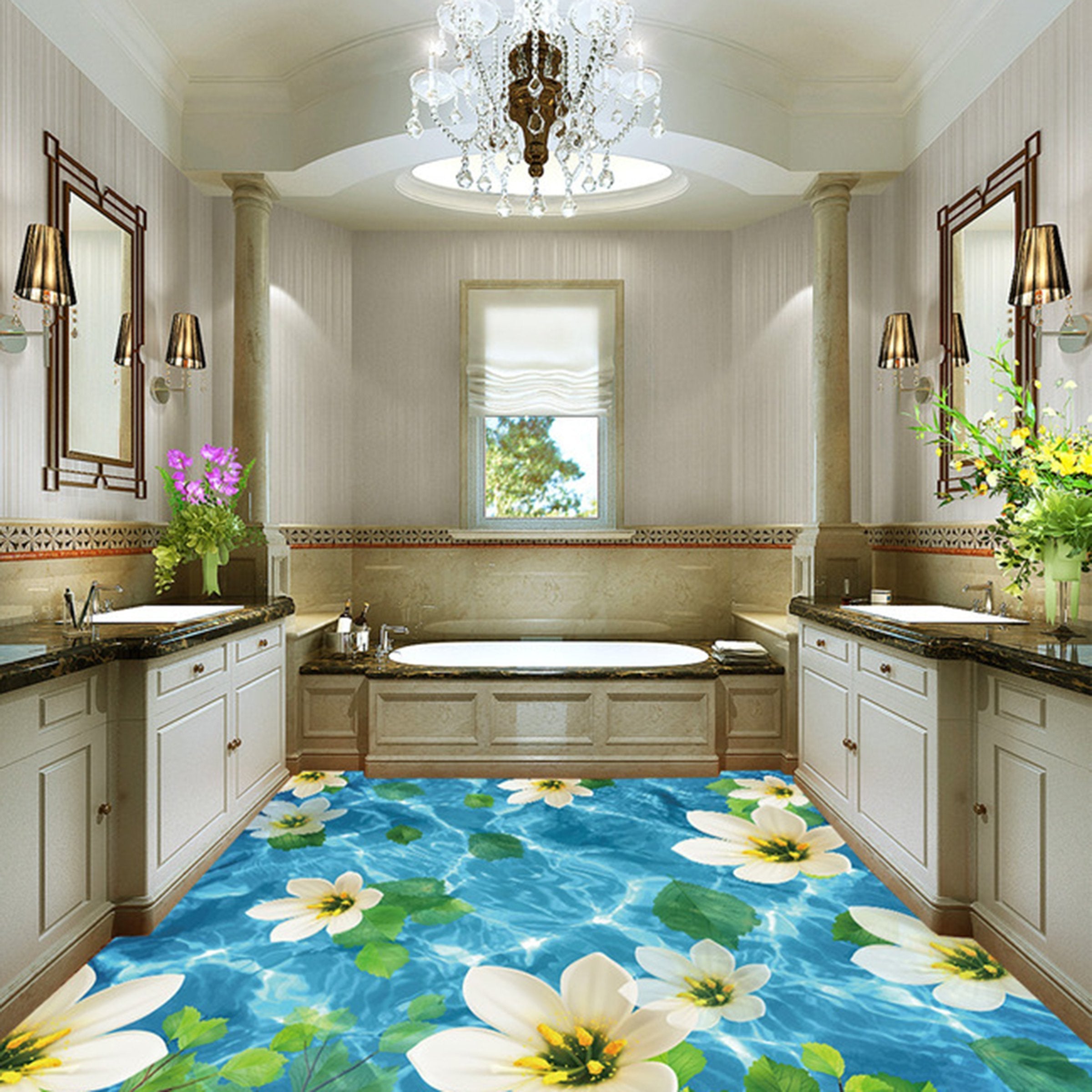 3D Sea Flower WG129 Floor Mural Wallpaper AJ Wallpaper 2