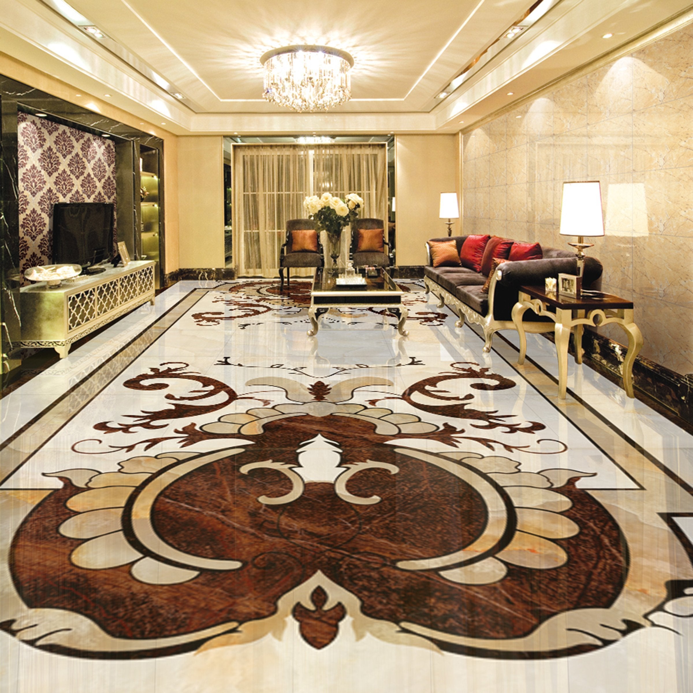3D Marble Heart Pattern WG393 Floor Mural Wallpaper AJ Wallpaper 2