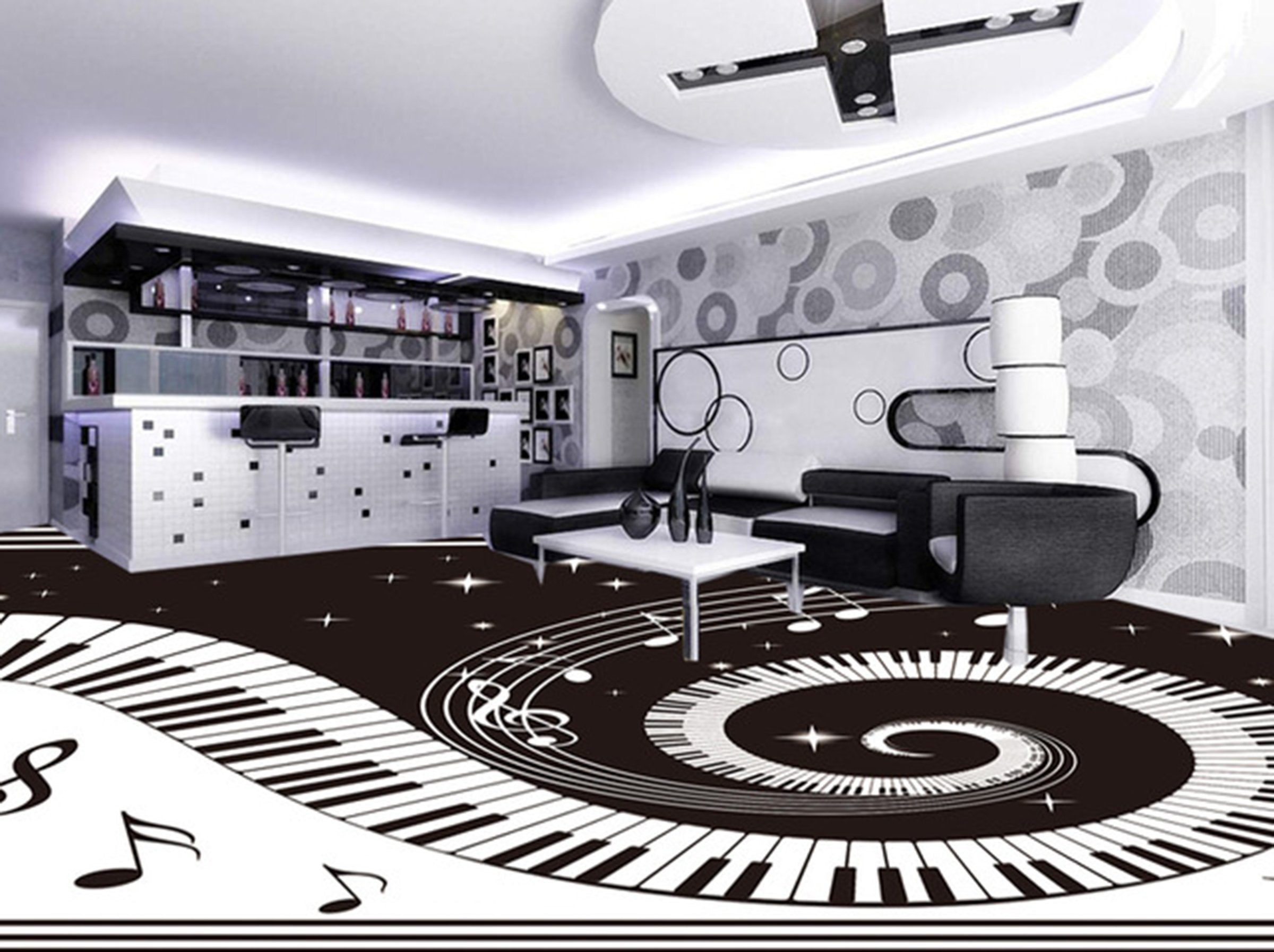 3D Black Note WG020 Floor Mural Wallpaper AJ Wallpaper 2