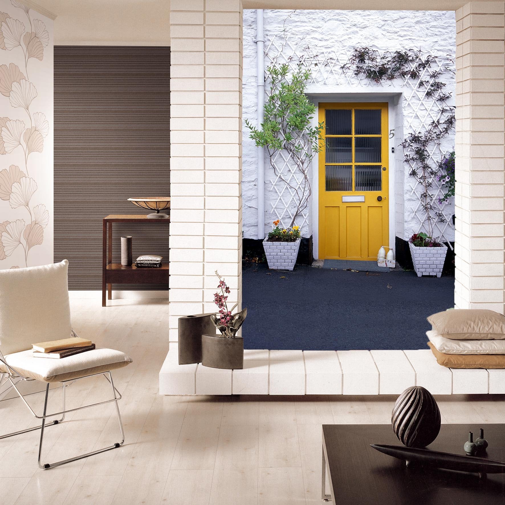 Door Potted Plants Wallpaper AJ Wallpaper