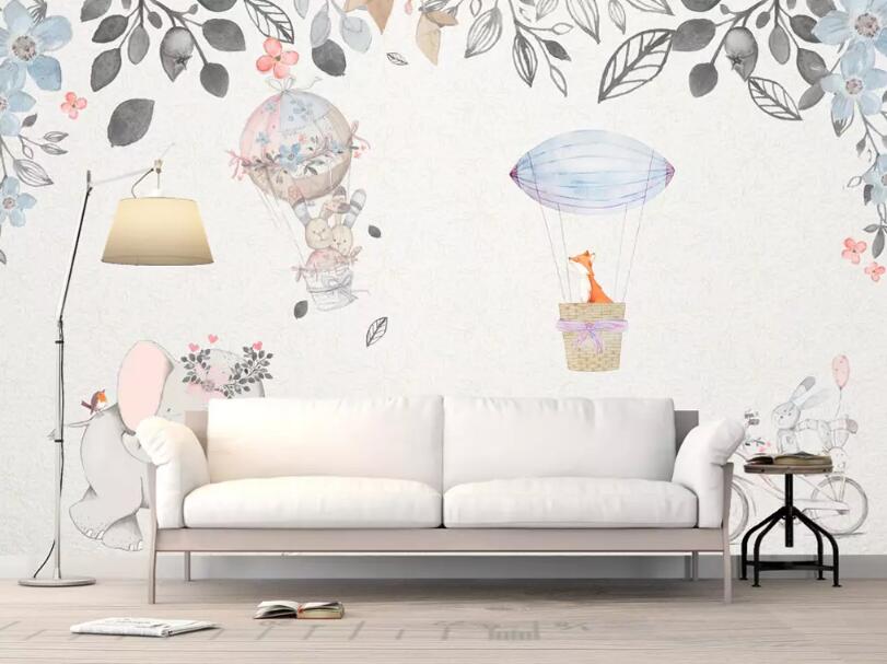 3D Elephant Bunny WG509 Wall Murals