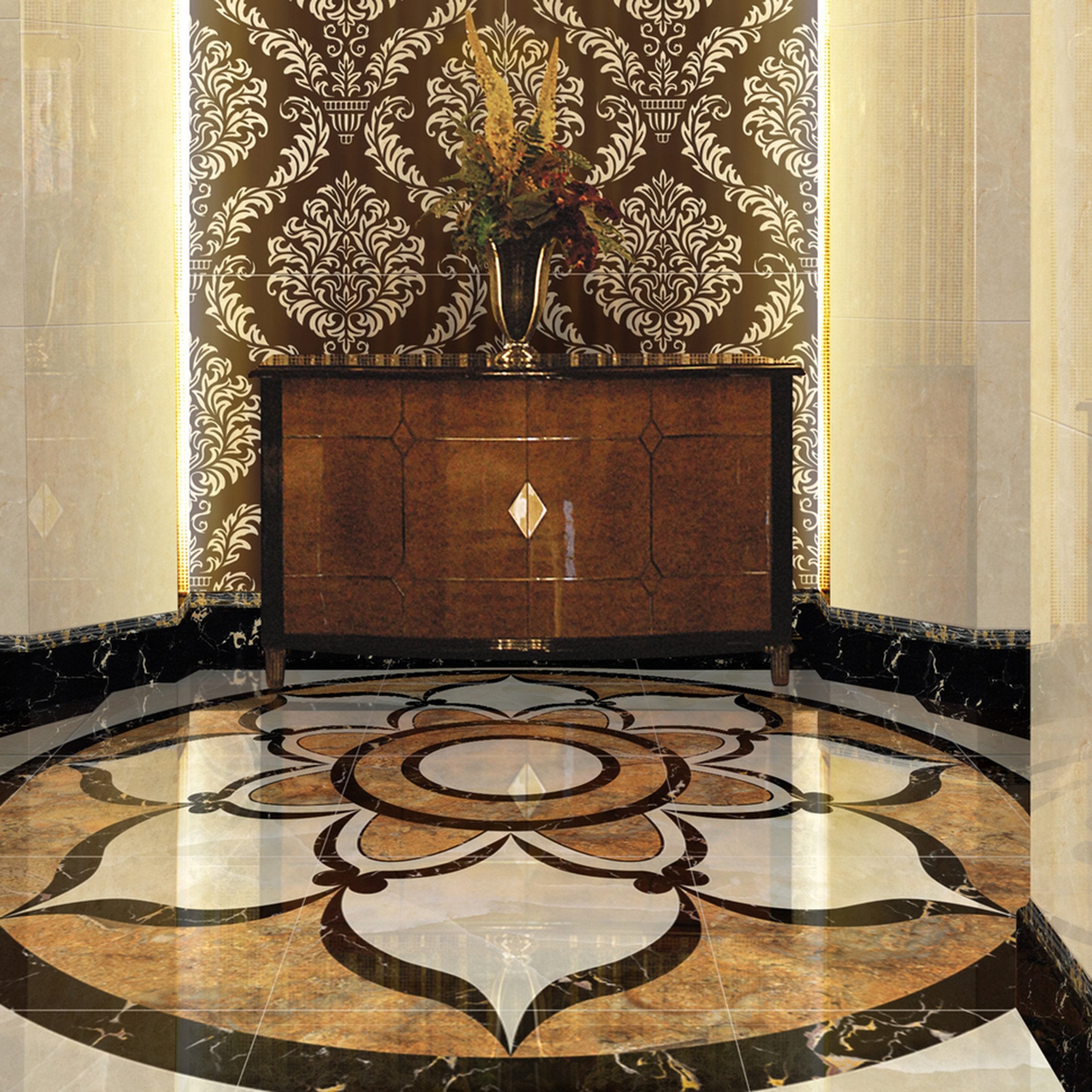 3D Black Marble Pattern WG395 Floor Mural Wallpaper AJ Wallpaper 2