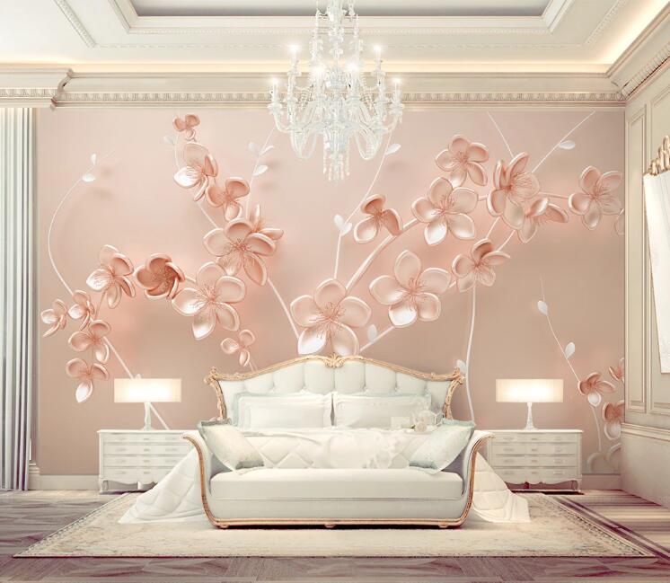 3D Pink Leaves WC142 Wall Murals