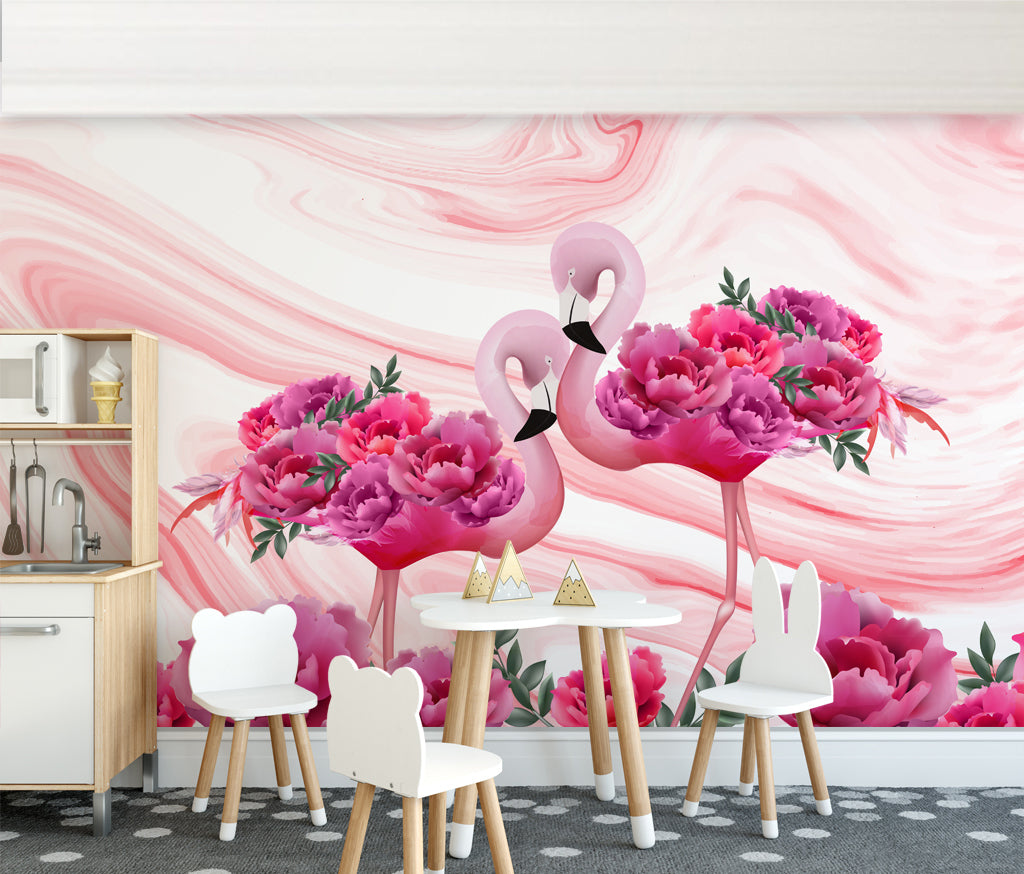 3D Flamingo Flower WG227 Wall Murals