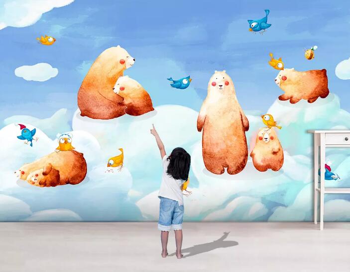 3D Cloud Bear WG1049 Wall Murals