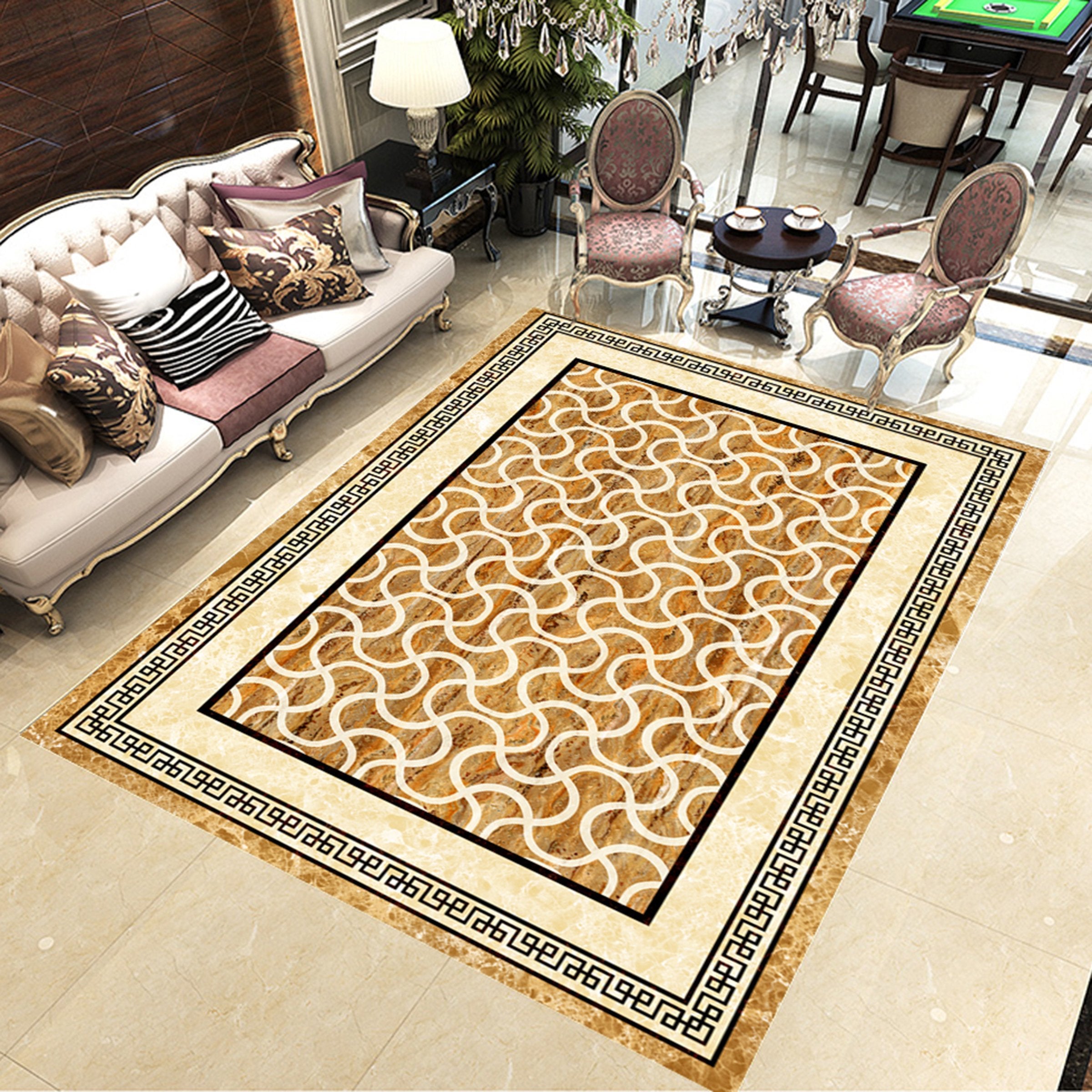 3D Yellow White Ripple WG624 Floor Mural Wallpaper AJ Wallpaper 2