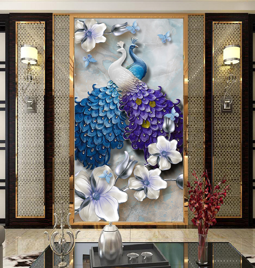 3D Purple Peacock WG061 Wall Murals