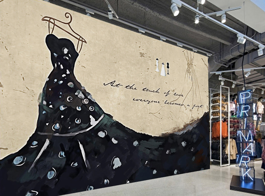 3D Black Dress WG179 Wall Murals