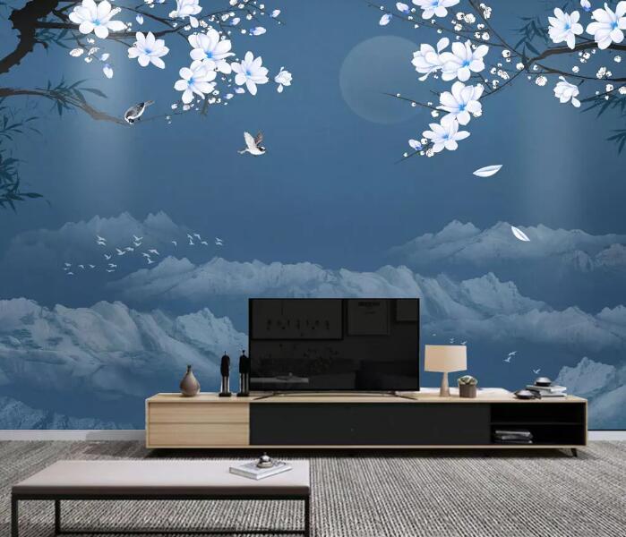 3D Bird Flower WG08 Wall Murals Wallpaper AJ Wallpaper 2