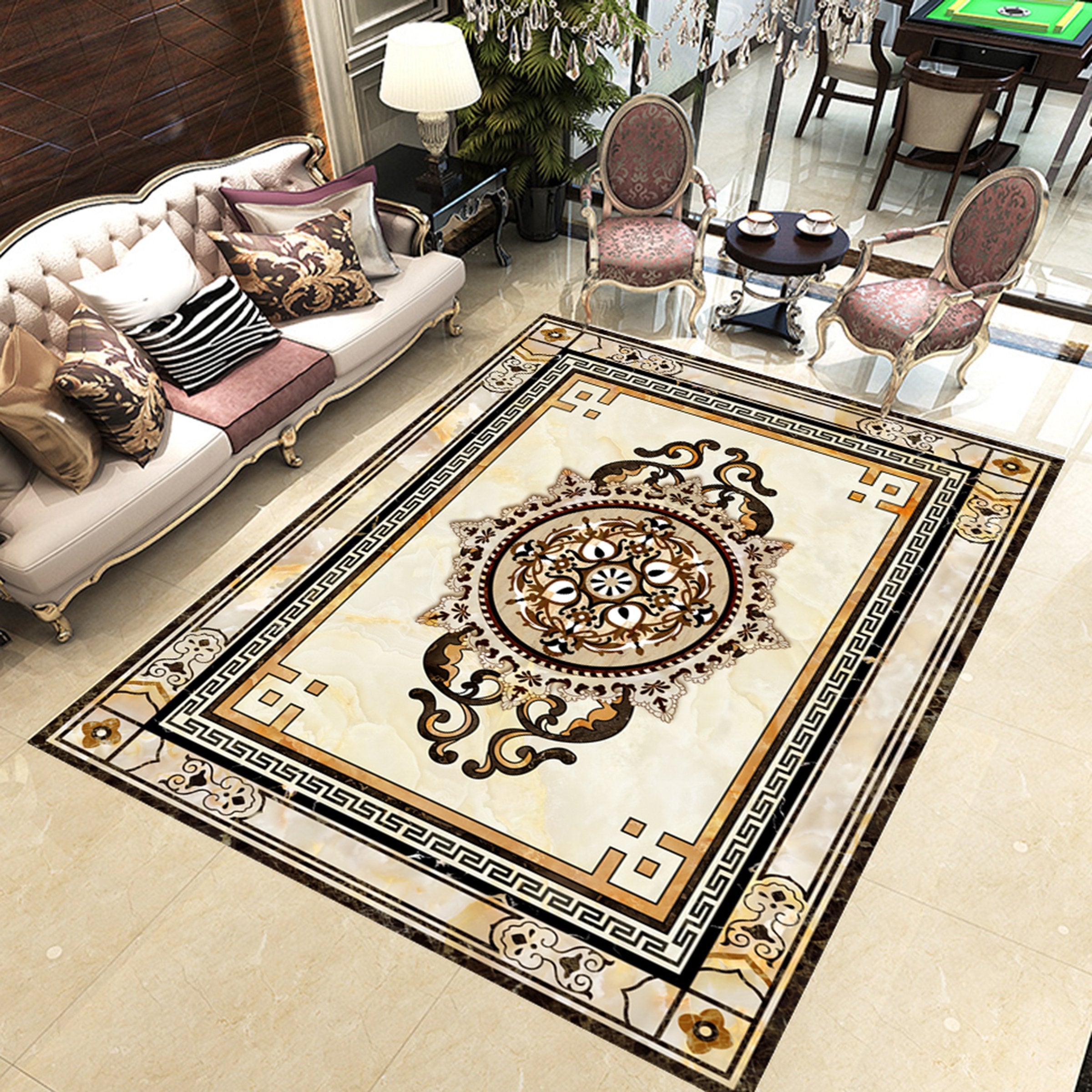 3D Black Marble Pattern WG581 Floor Mural Wallpaper AJ Wallpaper 2