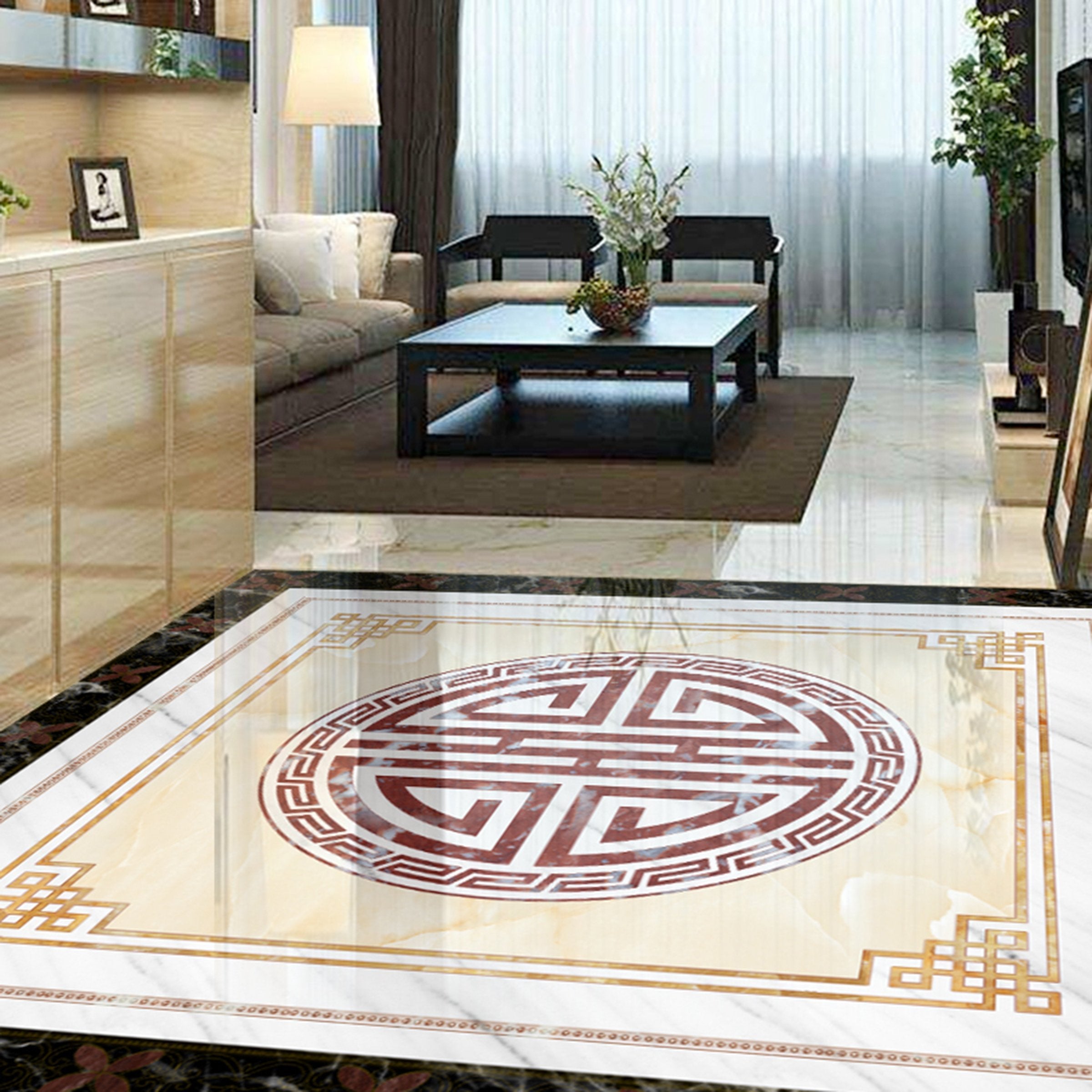 3D Round Marble Pattern WG347 Floor Mural Wallpaper AJ Wallpaper 2