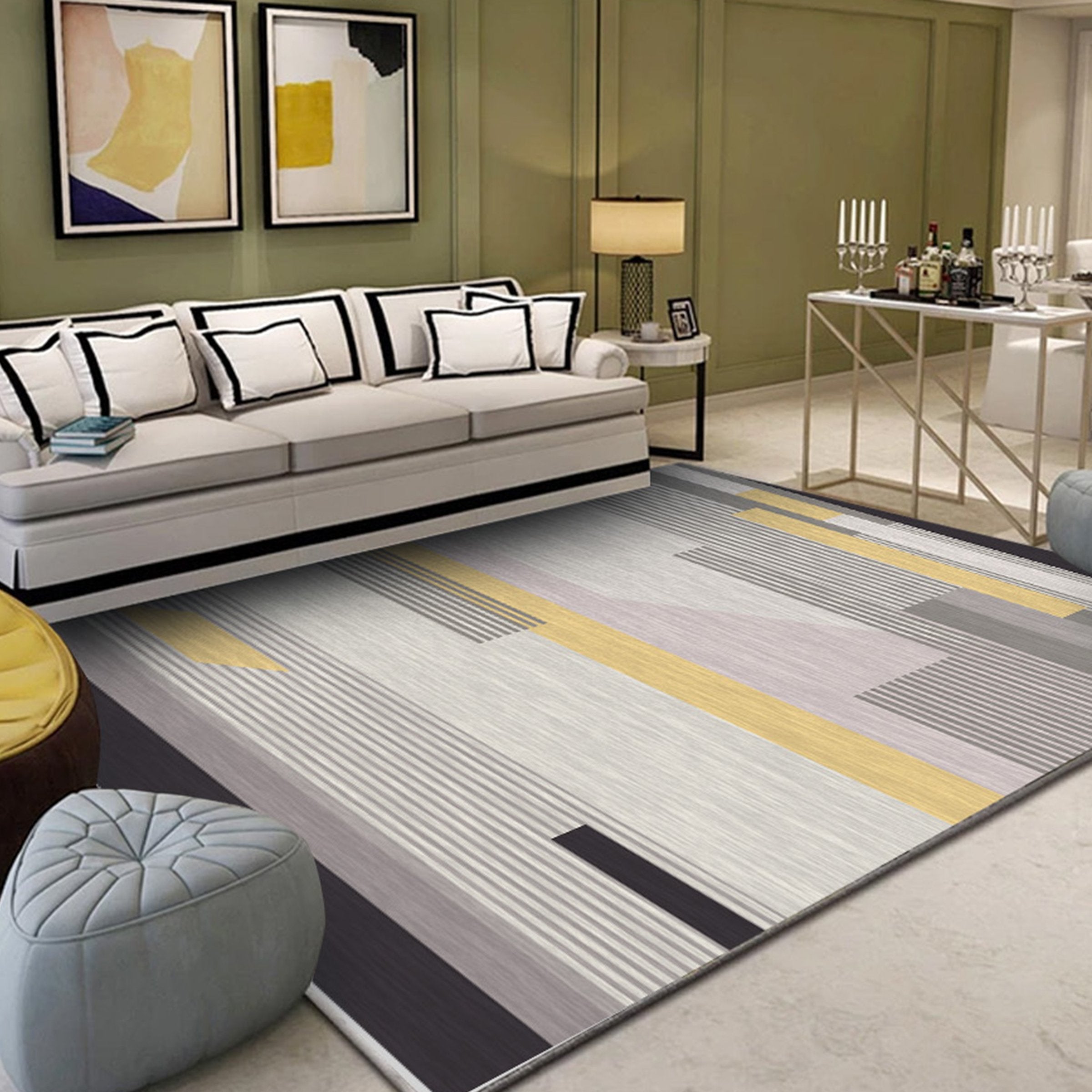 3D Color Stripe WG091 Non Slip Rug Mat Mat AJ Creativity Home