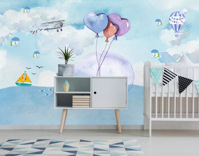 3D Cartoon Whale WG809 Wall Murals