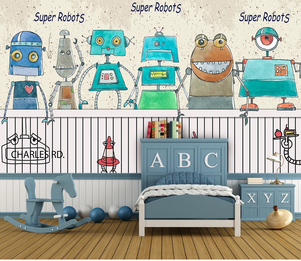 3D Color Robot WC073 Wall Murals