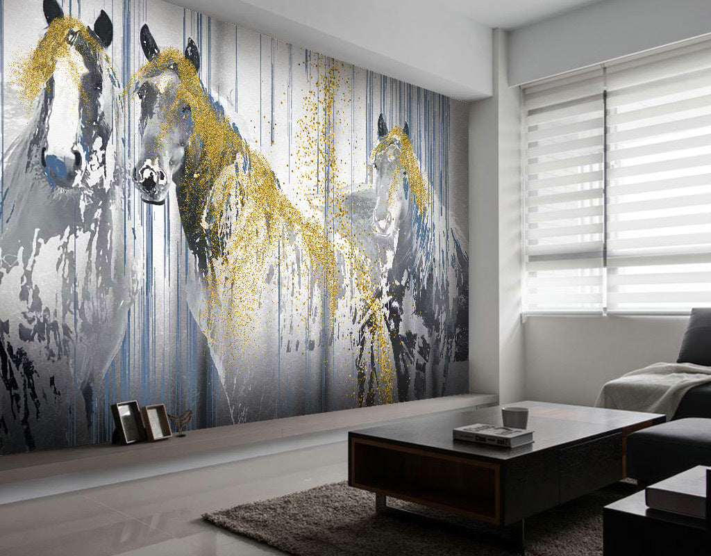 3D Golden Horse WG261 Wall Murals