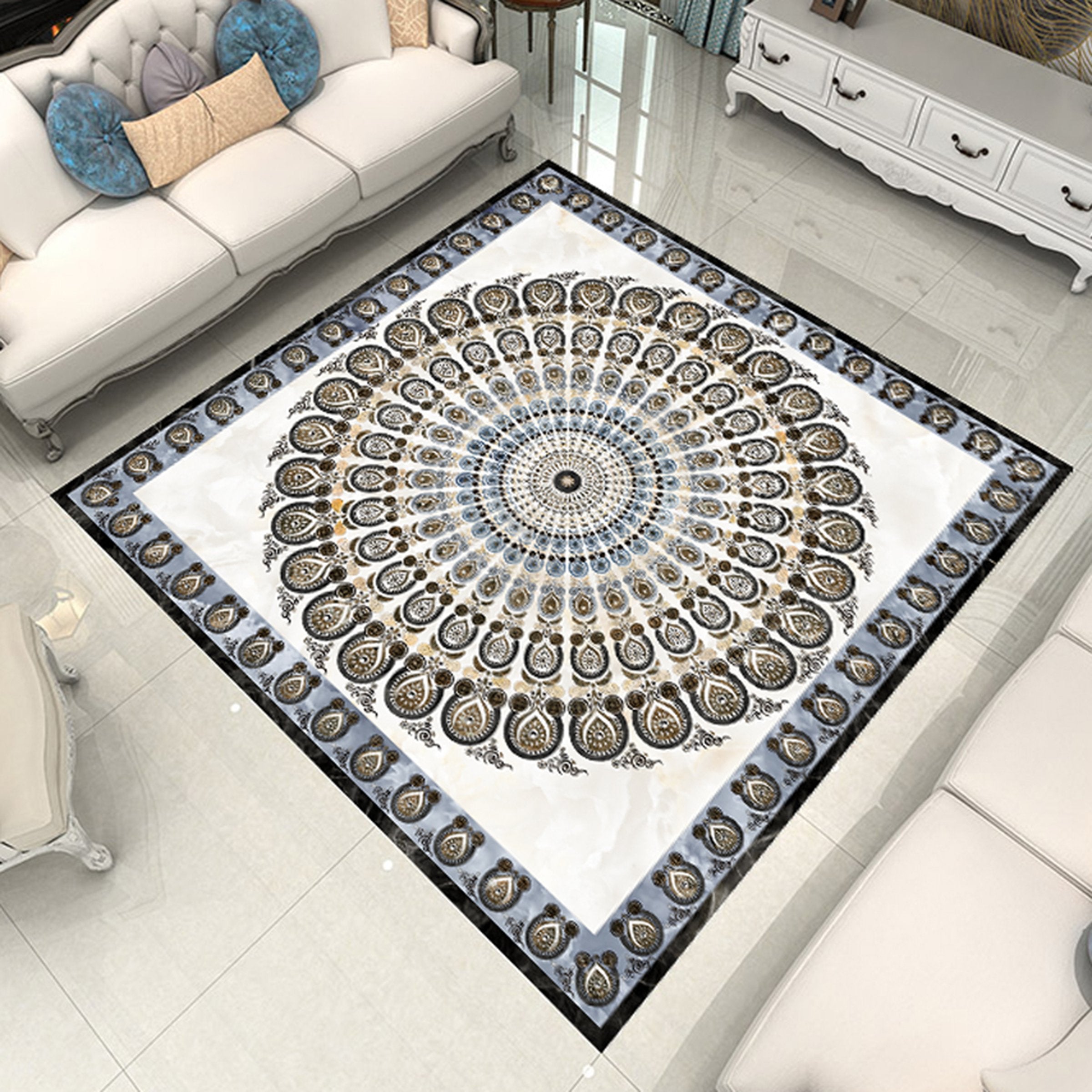 3D Circular Repeating Pattern WG736 Floor Mural Wallpaper AJ Wallpaper 2