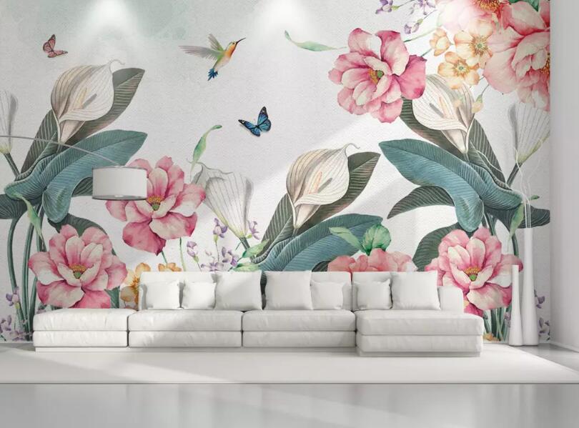 3D Flower Butterfly 526 Wall Murals Wallpaper AJ Wallpaper 2