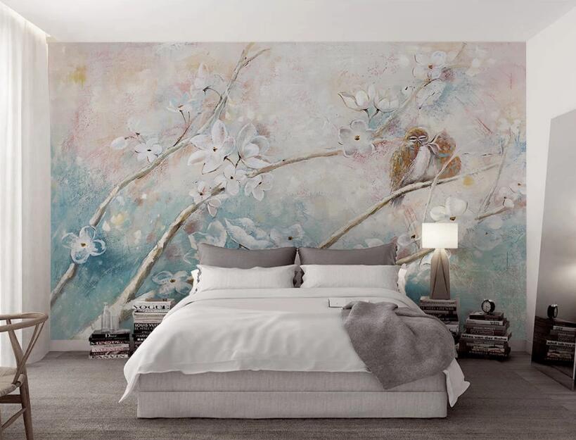 3D White Flowers 300 Wall Murals Wallpaper AJ Wallpaper 2