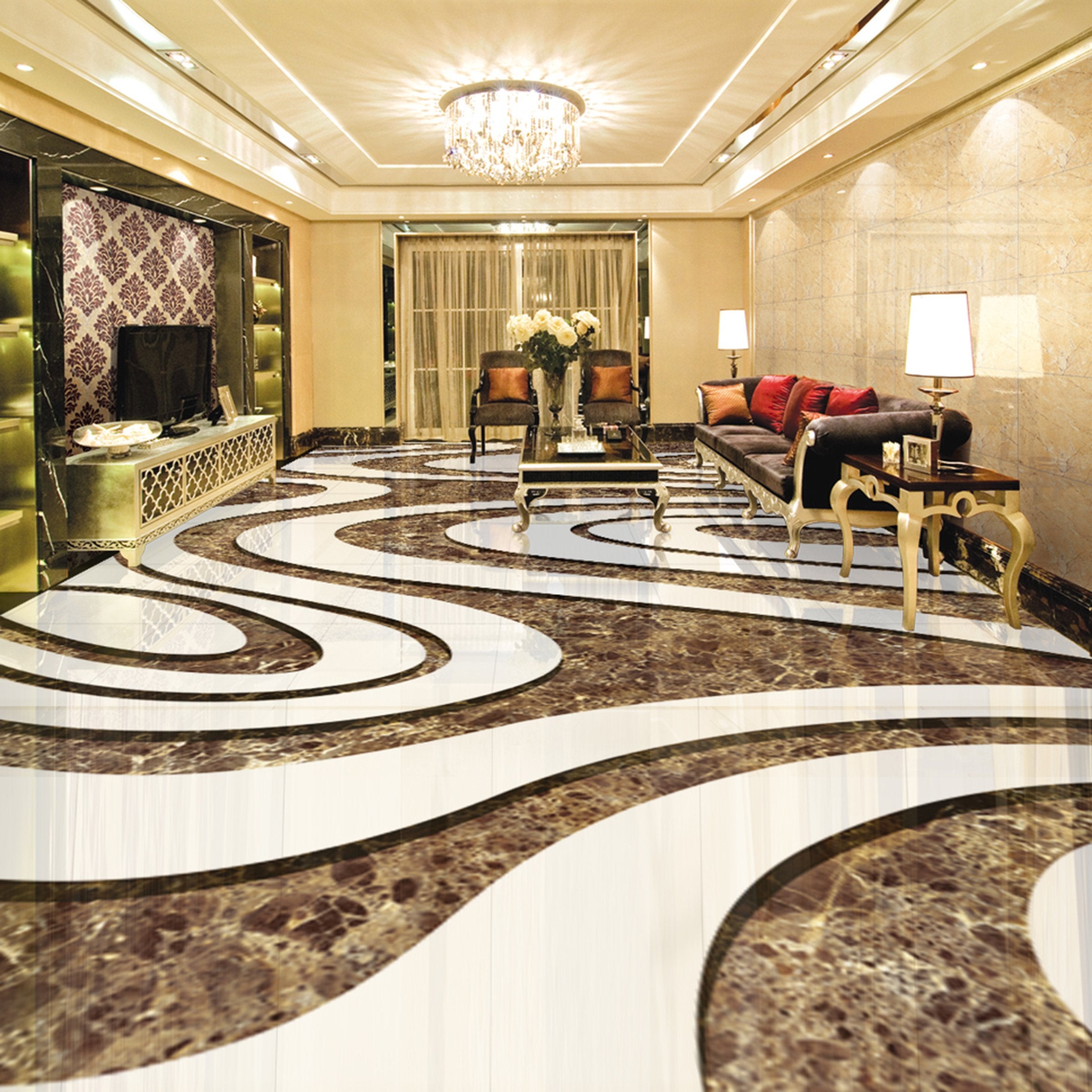 3D White Wave WG358 Floor Mural Wallpaper AJ Wallpaper 2