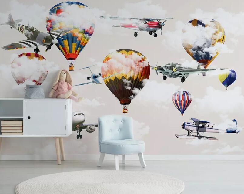 3D Airplane Balloon WG23 Wall Murals Wallpaper AJ Wallpaper 2