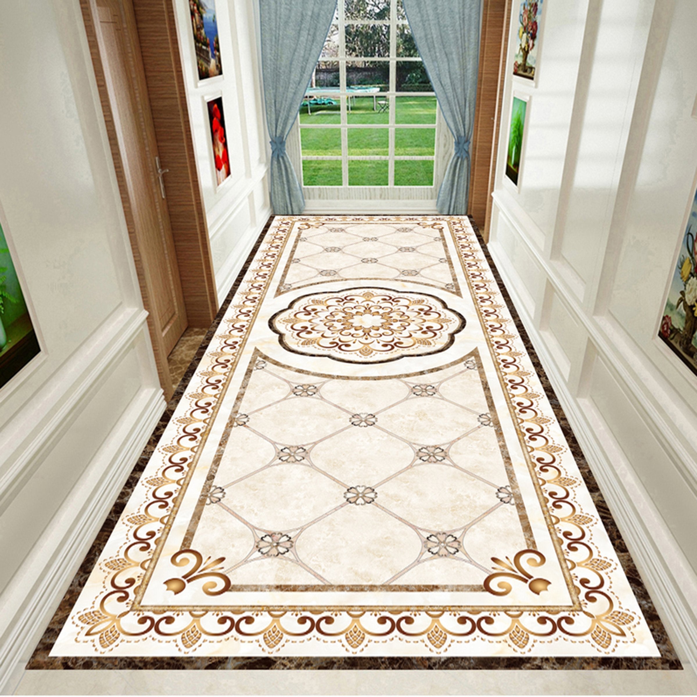 3D Marble Rectangular Lace WG614 Floor Mural Wallpaper AJ Wallpaper 2