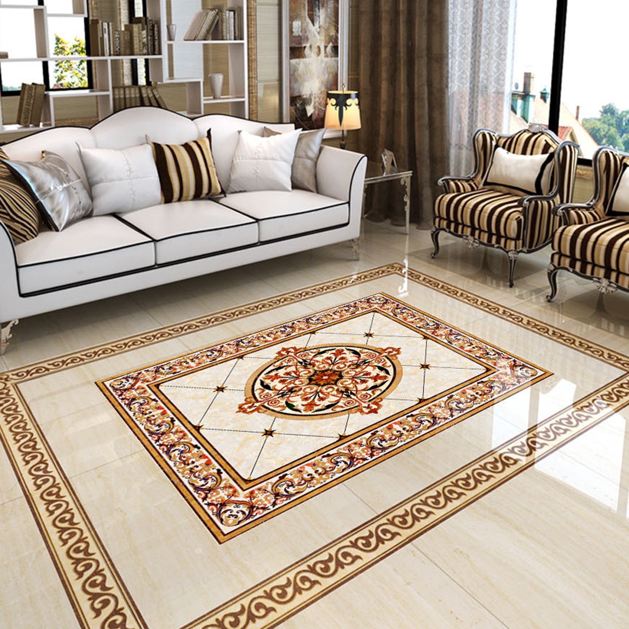 3D Round Pattern Patchwork WG755 Floor Mural Wallpaper AJ Wallpaper 2