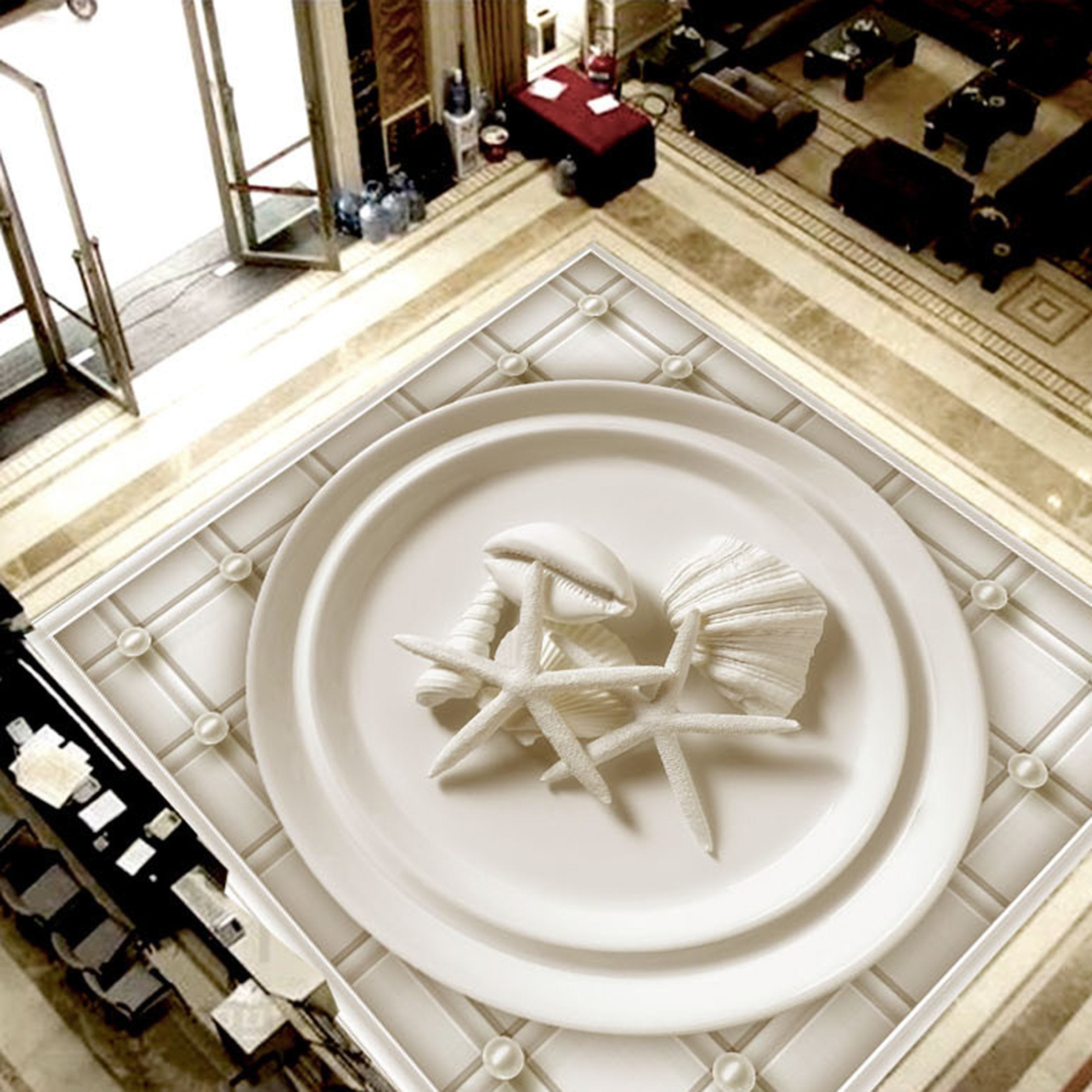 3D White Seashell WG341 Floor Mural Wallpaper AJ Wallpaper 2