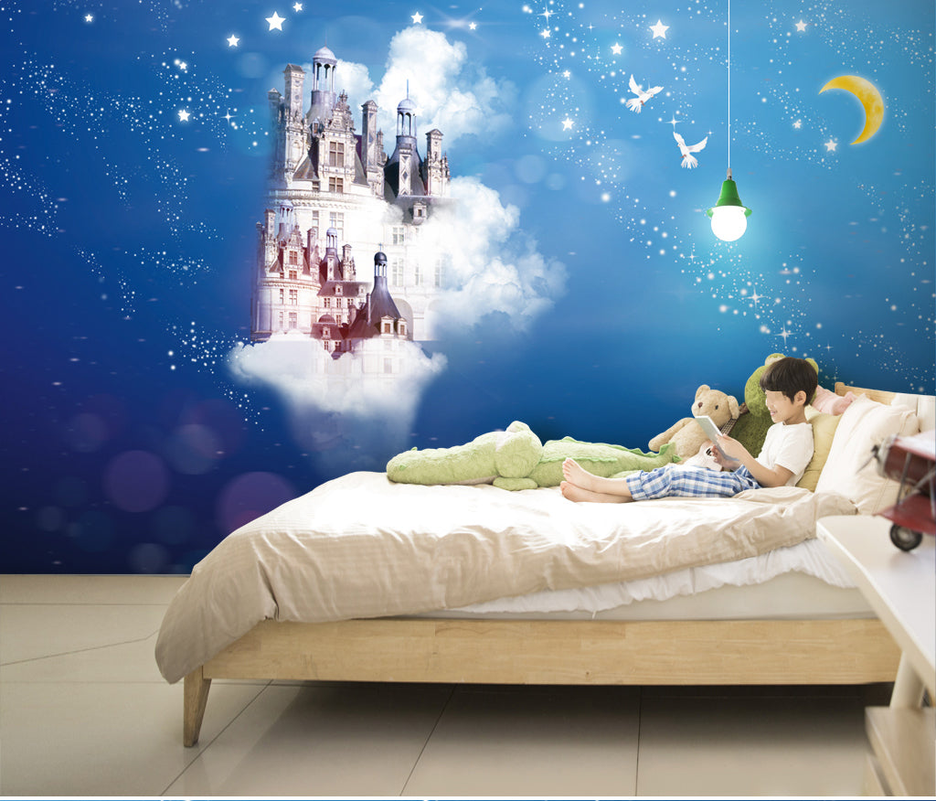 3D White Cloud Moon WC030 Wall Murals