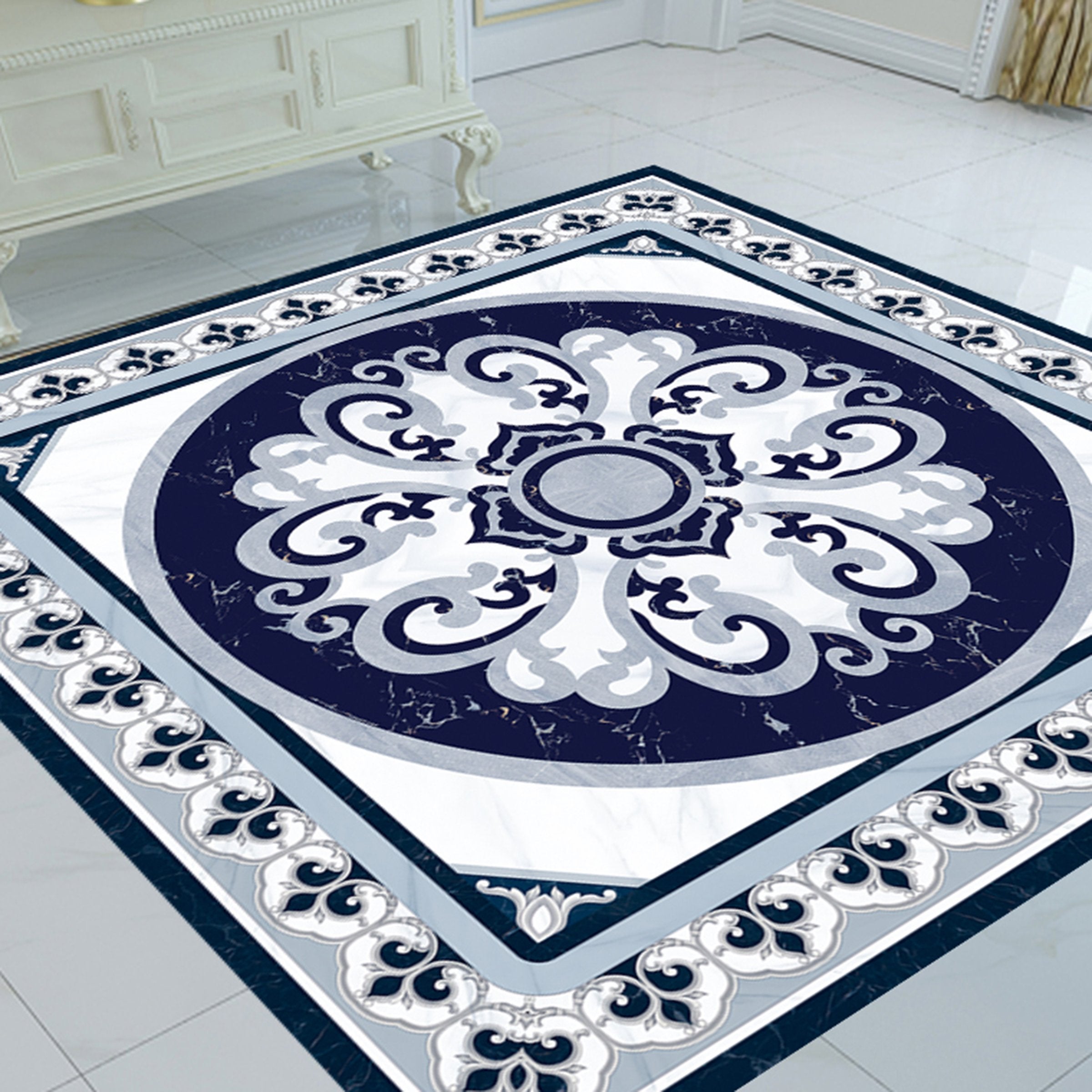 3D Navy Blue Marble Patternn WG470 Floor Mural Wallpaper AJ Wallpaper 2