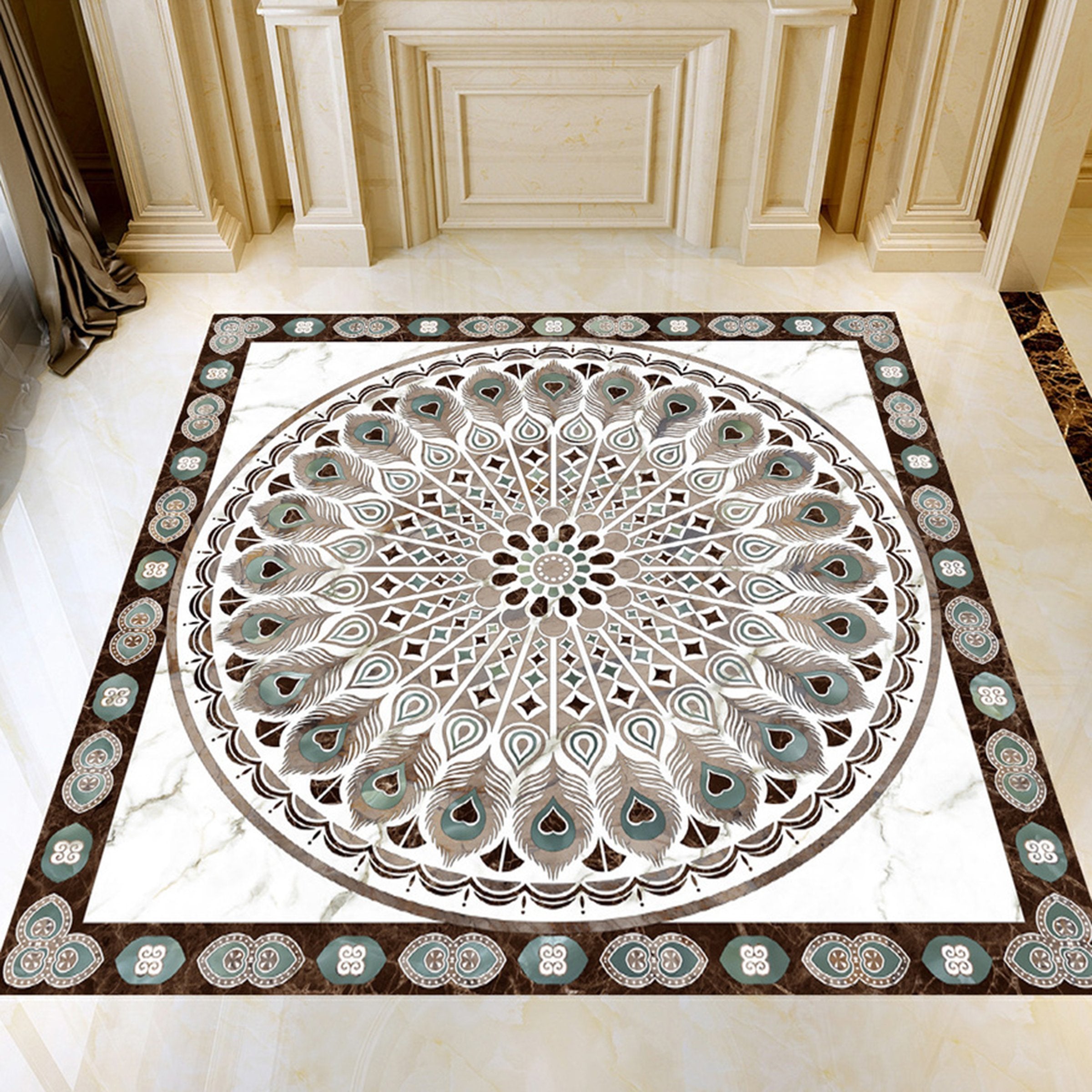 3D Black Round WG234 Floor Mural Wallpaper AJ Wallpaper 2