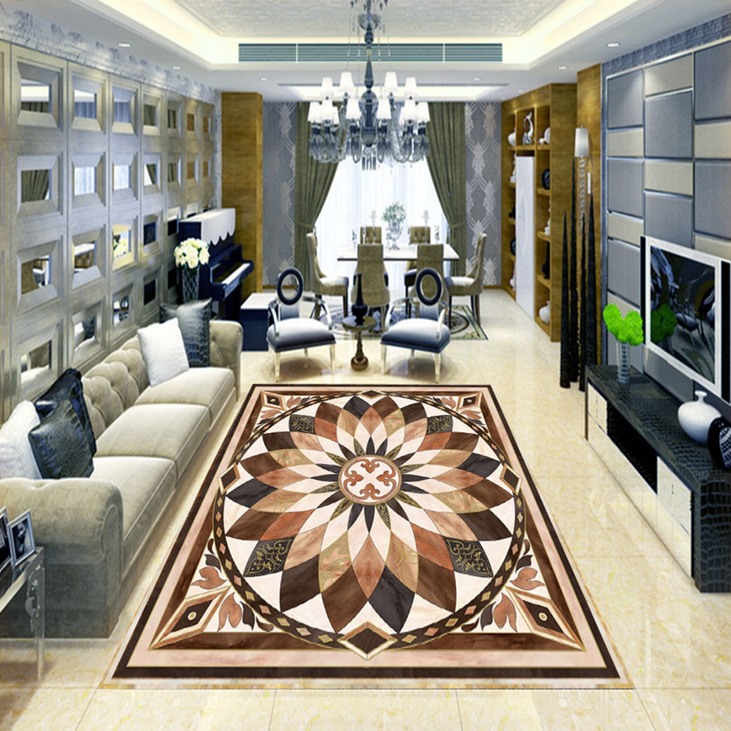 3D Round Petals WG387 Floor Mural Wallpaper AJ Wallpaper 2