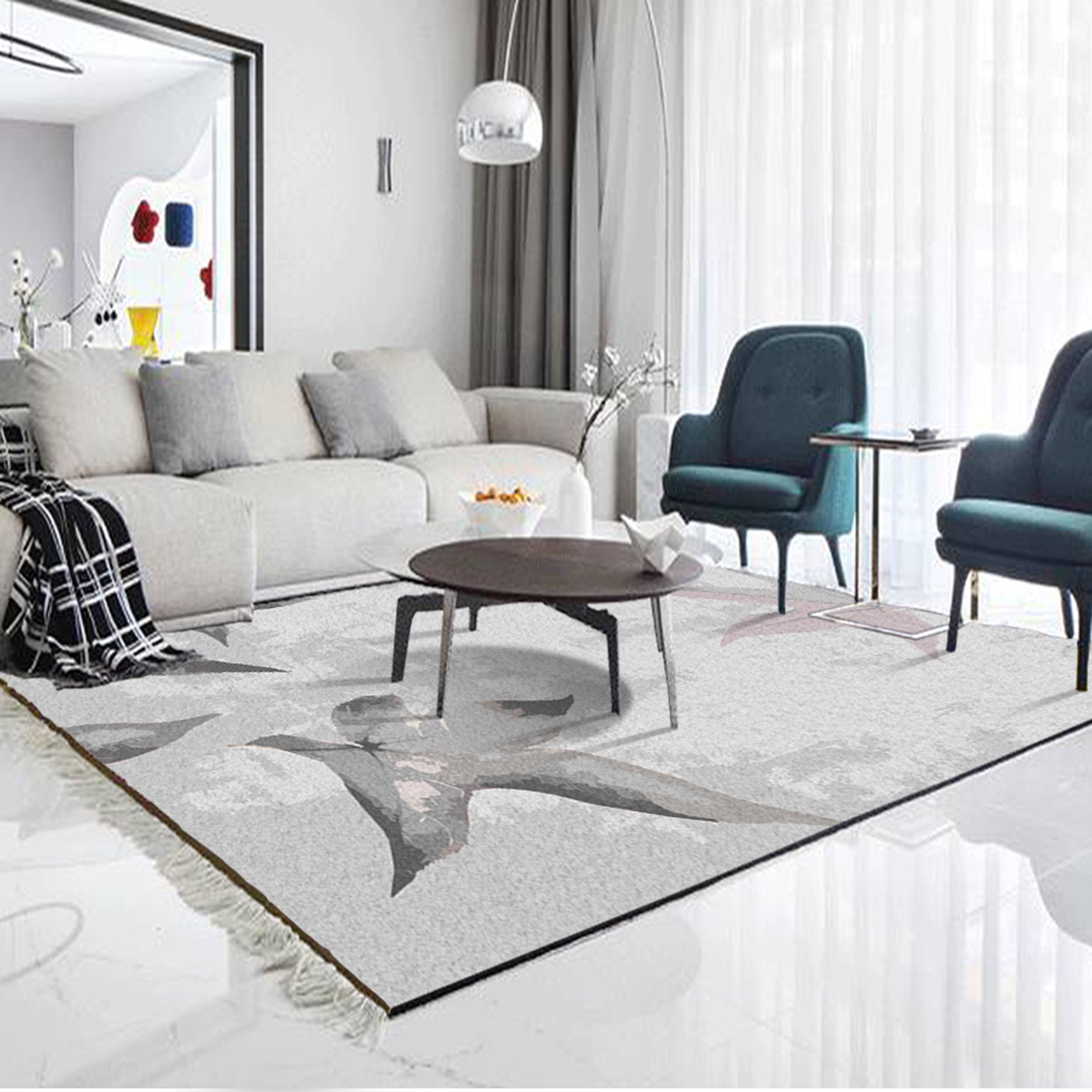 3D Gray Leaves WG066 Non Slip Rug Mat Mat AJ Creativity Home