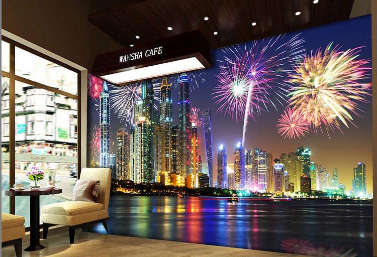 3D Fire Work City Wallpaper AJ Wallpaper