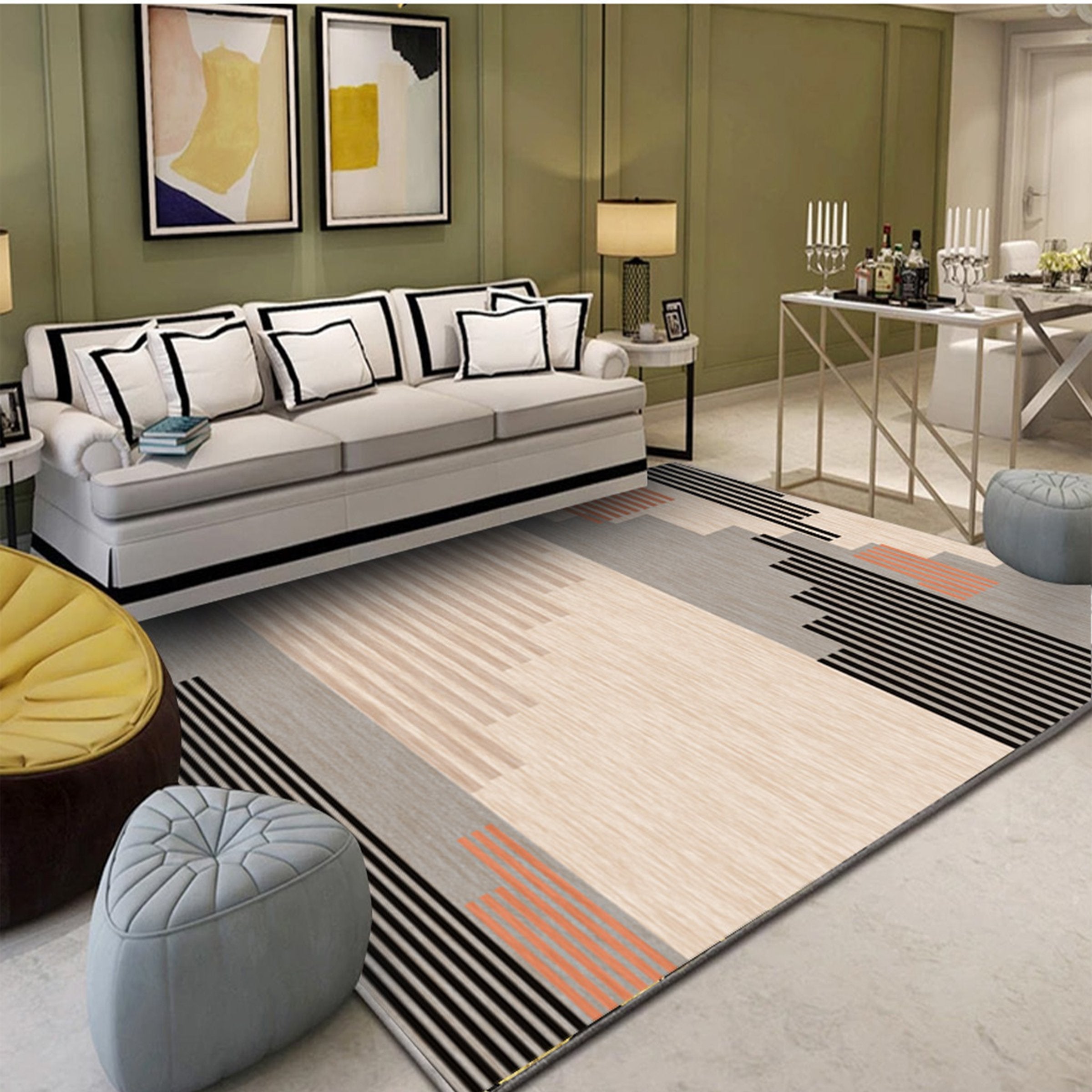 3D Color Stripe WG151 Non Slip Rug Mat Mat AJ Creativity Home