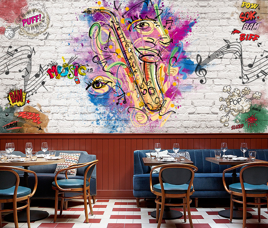 3D Saxophone Note WG378 Wall Murals