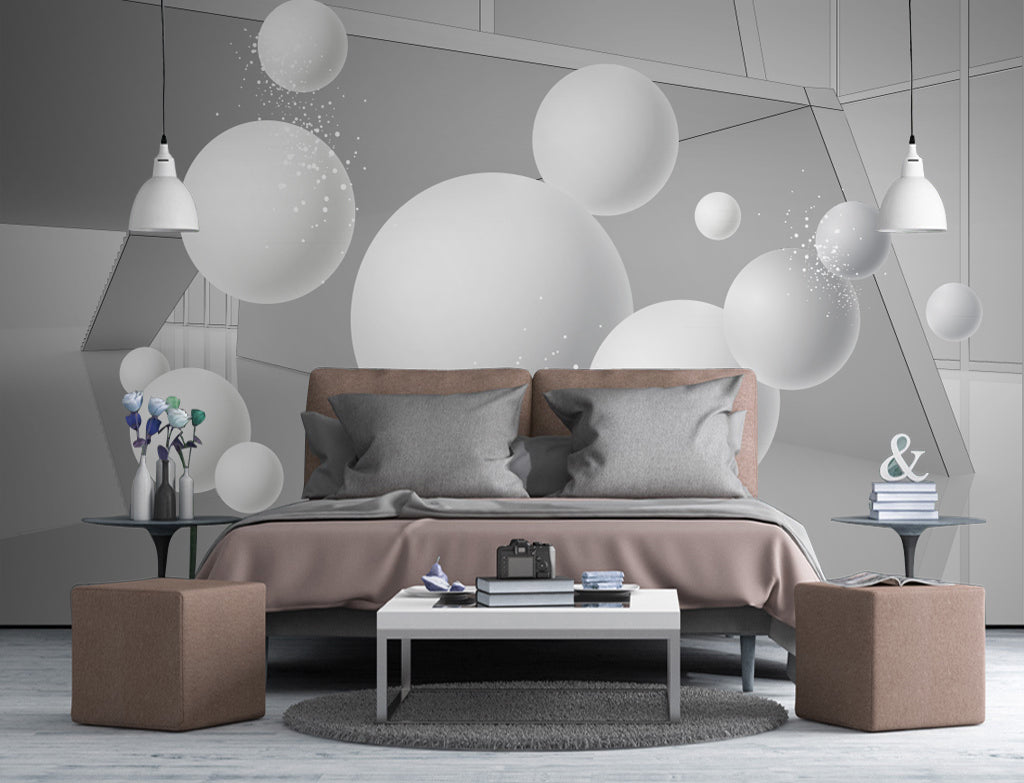 3D White Ball WG383 Wall Murals