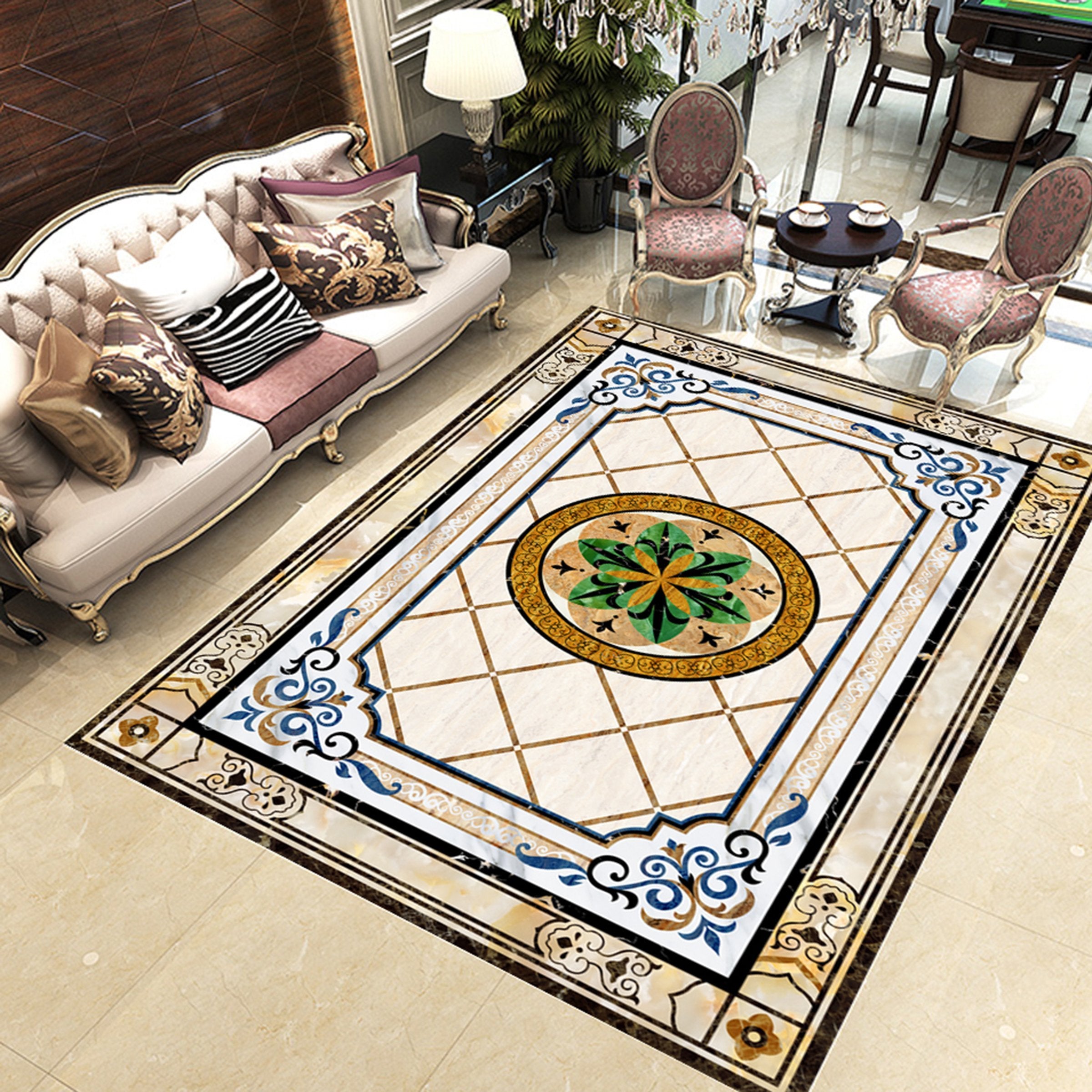 3D Orange Circular Pattern WG637 Floor Mural Wallpaper AJ Wallpaper 2