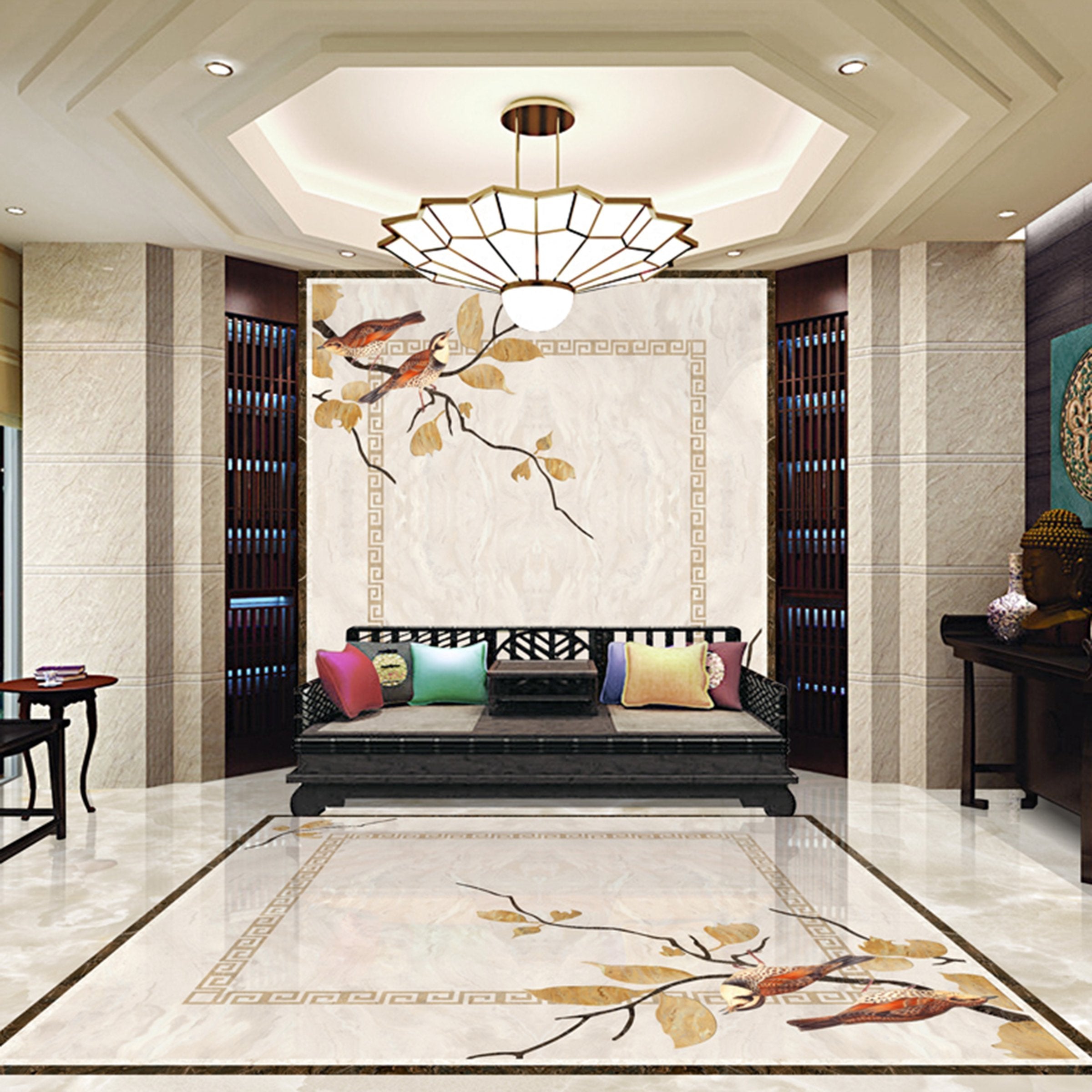 3D Leaf Bird WG431 Floor Mural Wallpaper AJ Wallpaper 2